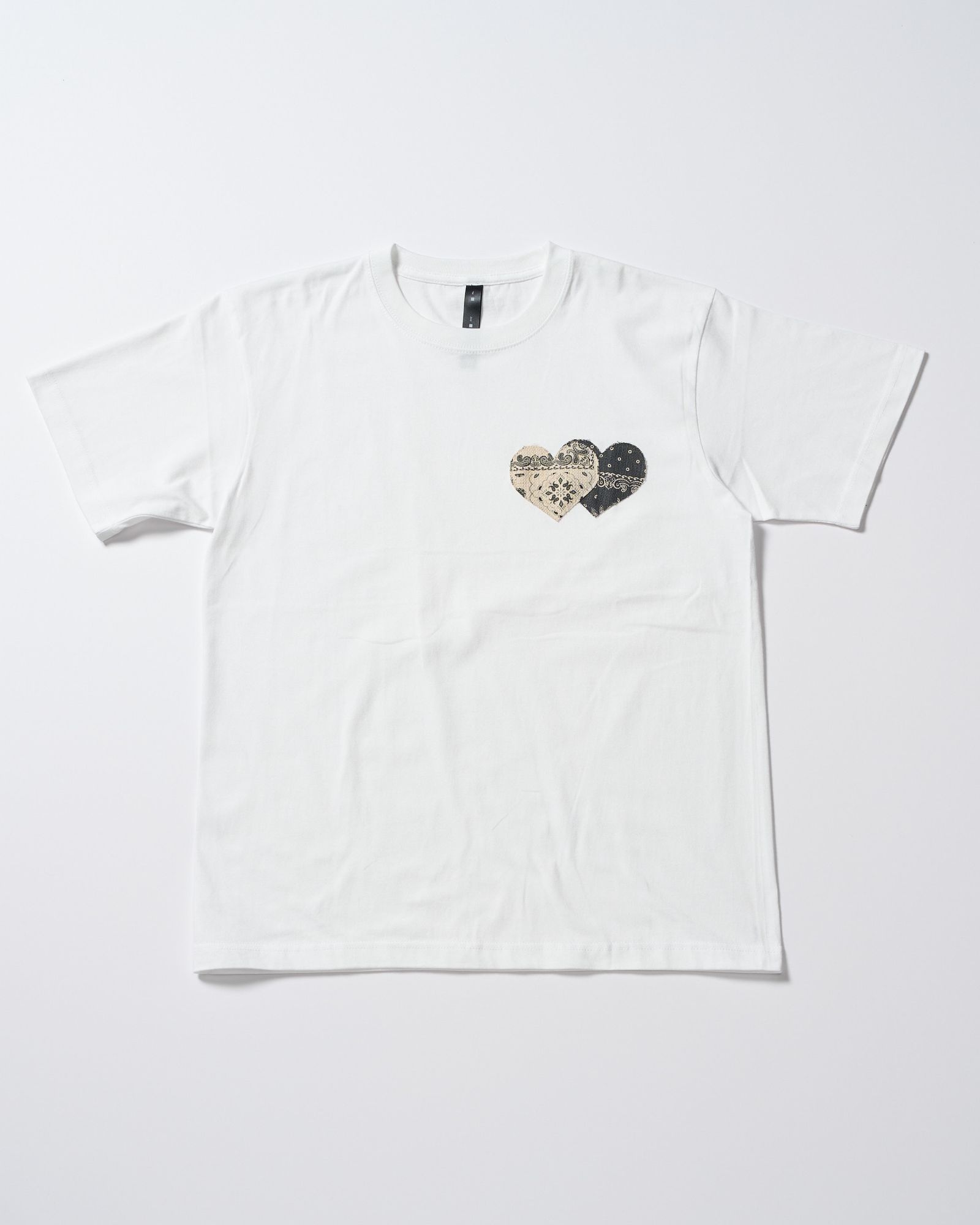 ☆先行予約☆ バンダナ パネル TハートTシャツ / bandana panel heart T / WHITE x BLACK [7402 cj51i]