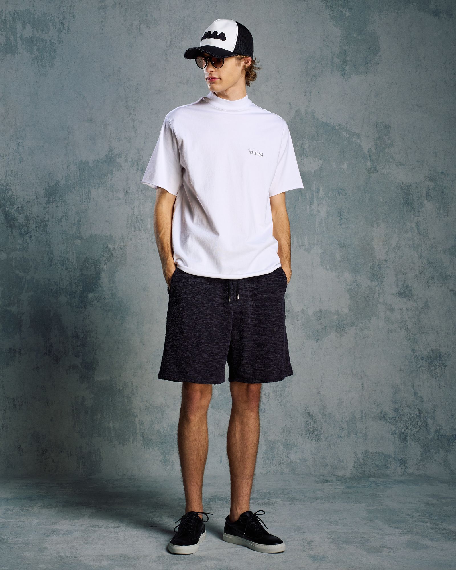 ☆先行予約☆ muta × wjk  / ウェーブ カットオフ メッシュキャップ / wave cut-off mesh cap / BLACK x WHITE 【810 mw05i】