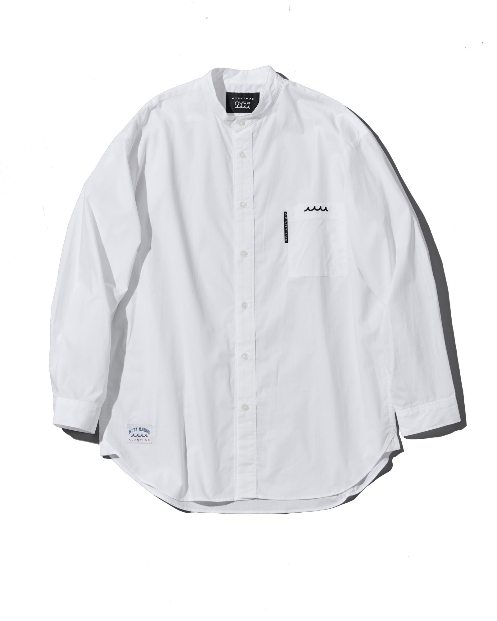 ☆先行予約☆muta MARINE × ACANTHUS  / オーバーサイズバンドカラーシャツ / Oversized Band Collar Shirt / WHITE【MA2630】