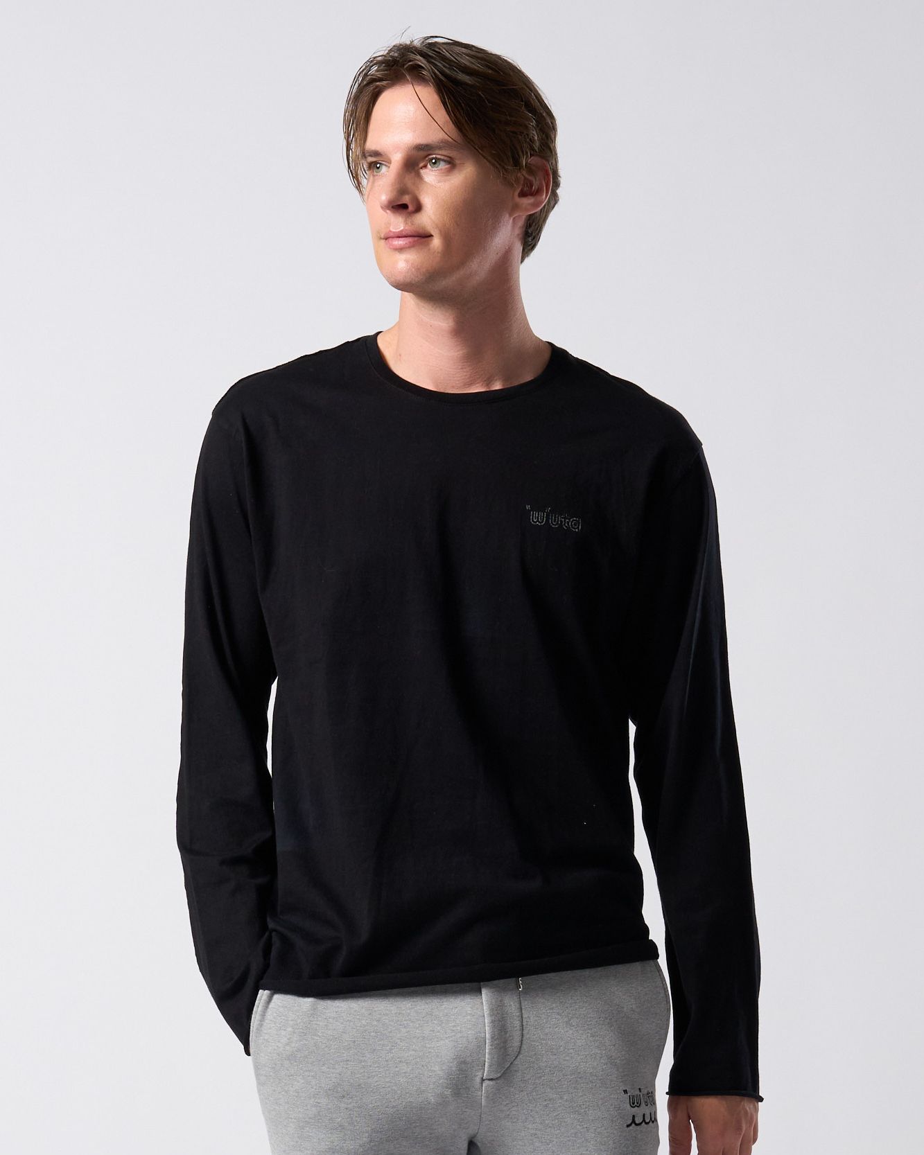 ☆先行予約☆ muta × wjk  / カットオフ クルーネックロングスリーブカットソー / cut-off crew-neck L/S(printed) / DEEP BLACK [708 mw03j]