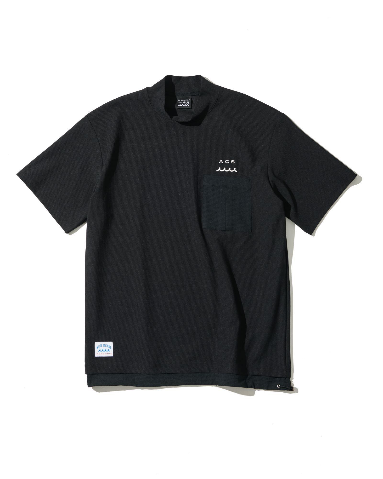 ☆先行予約☆muta MARINE × ACANTHUS  / メッシュモックネックTシャツ / Mesh Mockneck S/S Top / BLACK 【MA2618】