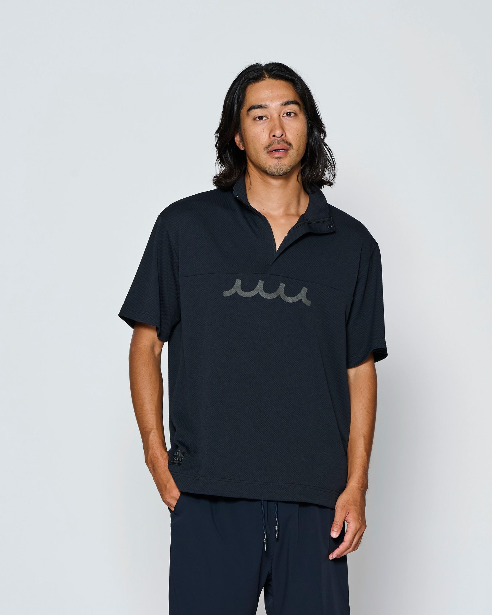 ☆先行予約☆muta MARINE × ACANTHUS  / スタンドカラーS/Sトップ /  Stand Collor S/S Top / BLACK【MA2709】