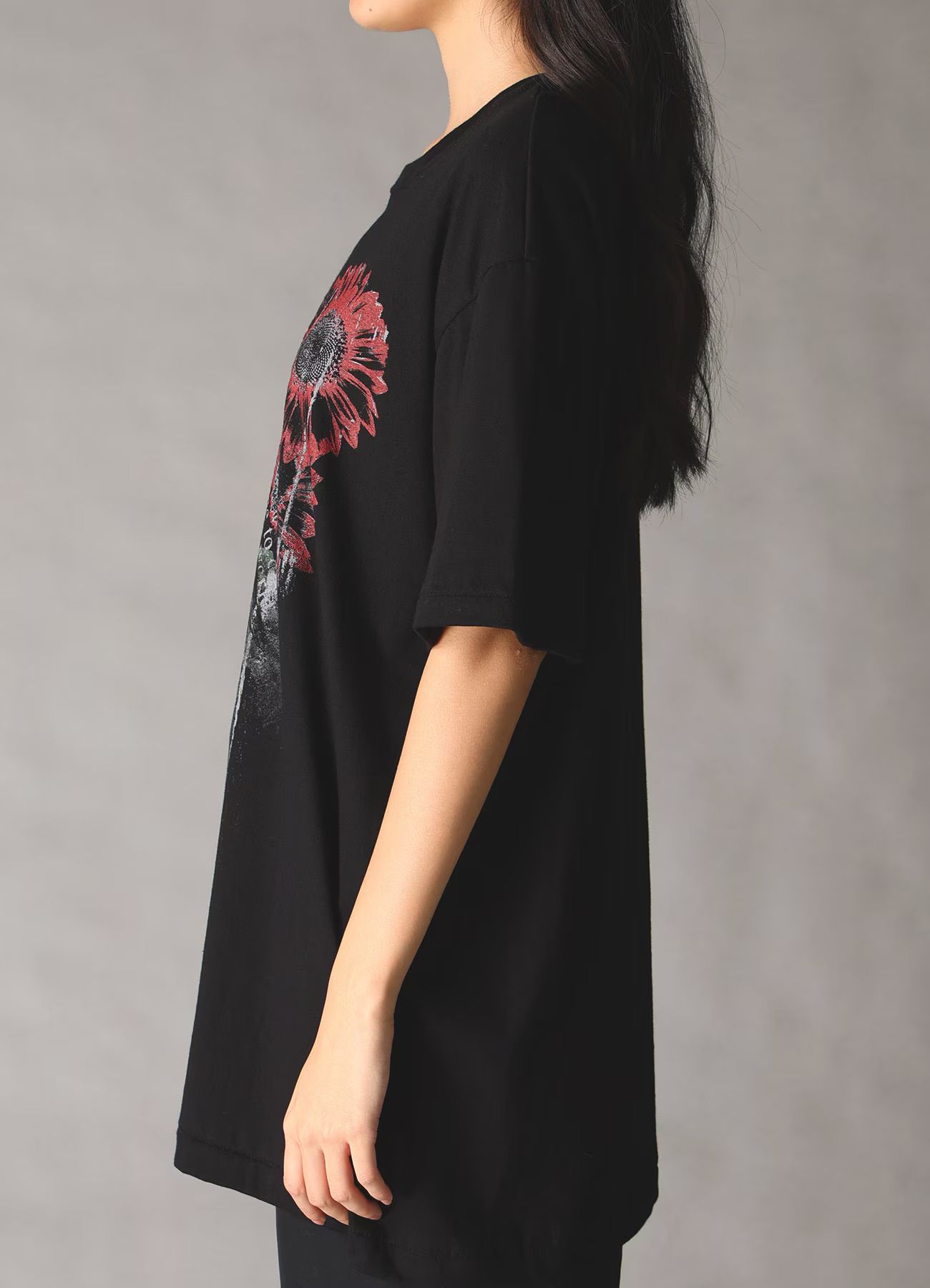 JERSEY SUNFLOWER T-SHIRT / BLACK [GK-T79-070-2]