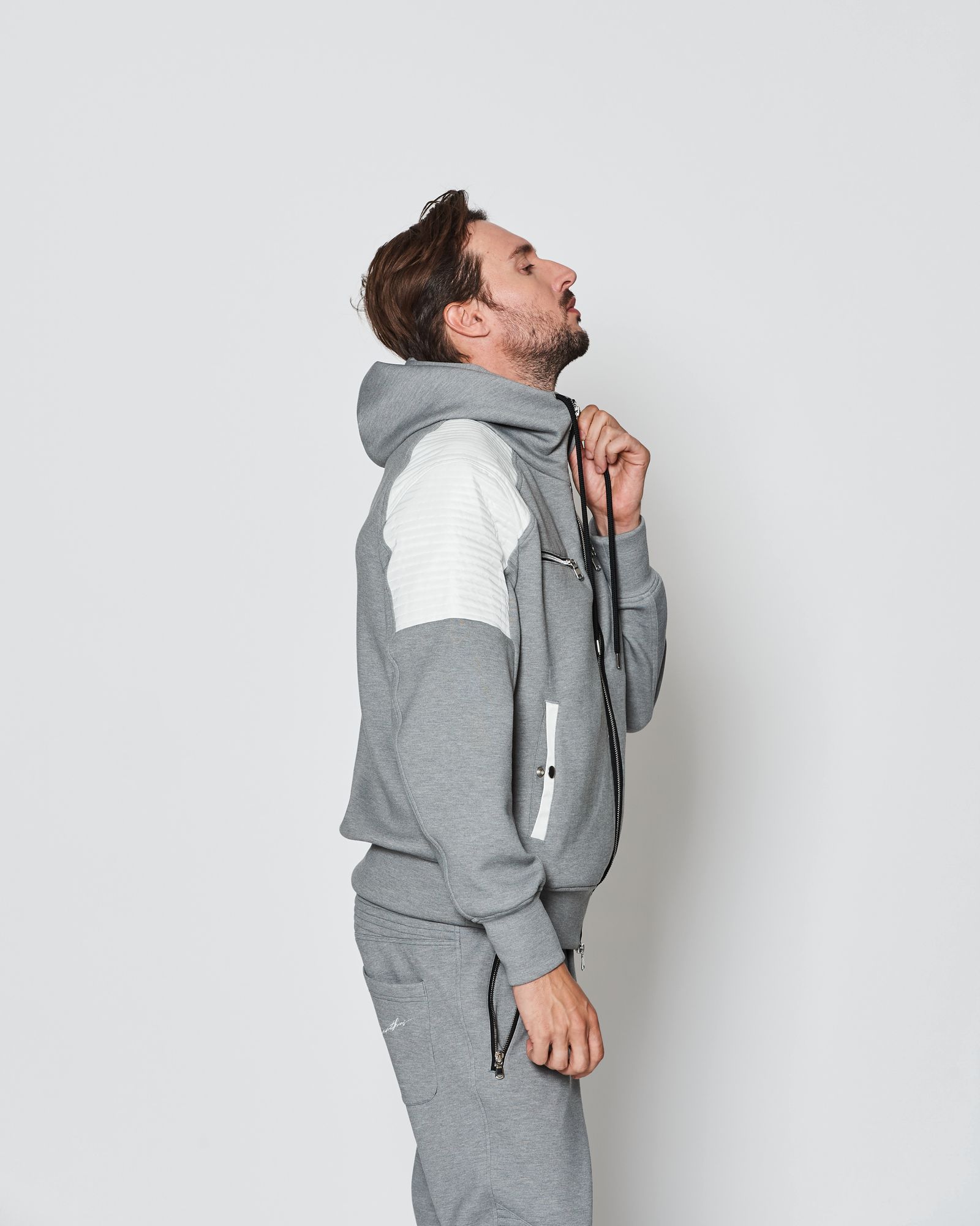 Double-knit Biker Hoodie / バイカーフーディ / GRAY 【DK2501】