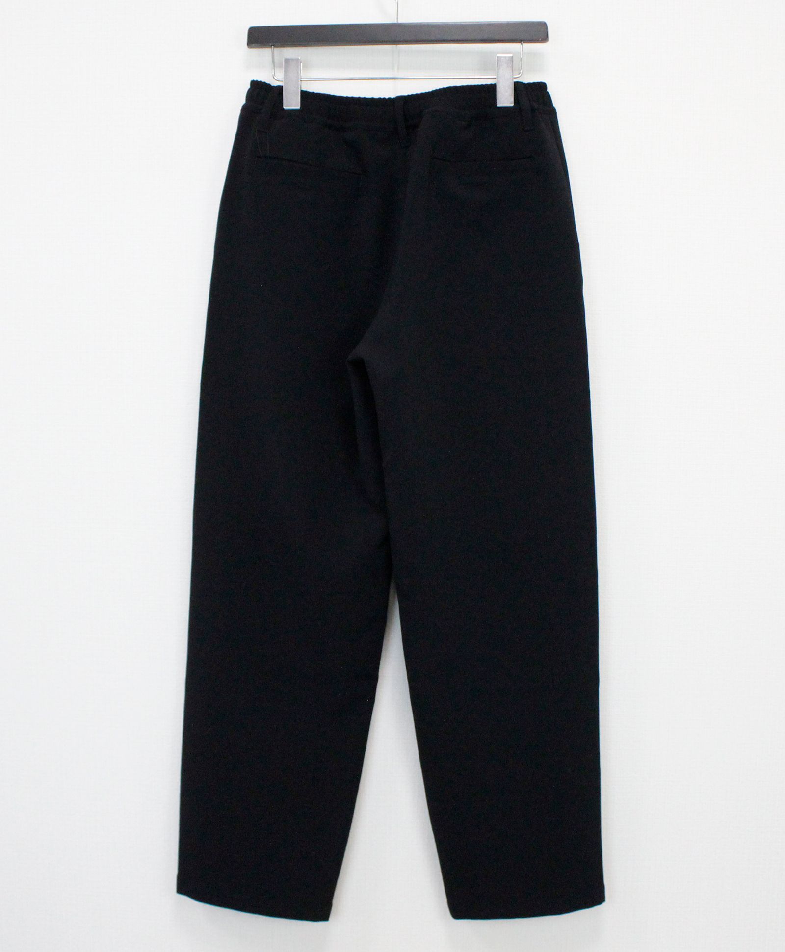 梳毛トップ調ダブルクロス リラックスワイドパンツ / ブラック [66004]