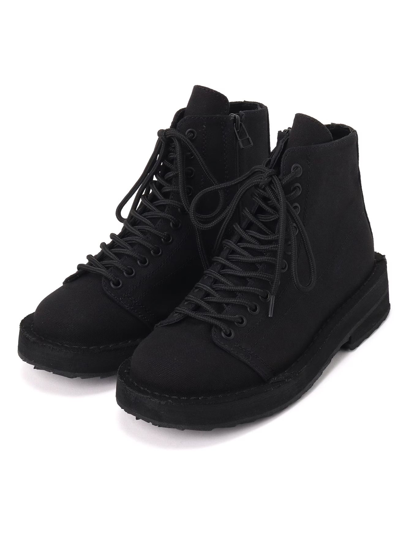 COTTON CANVAS LACE-UP BIKER BOOTS / コットンキャンバス レースアップ バイカーブーツ / BLACK [GA-E01-060-1]