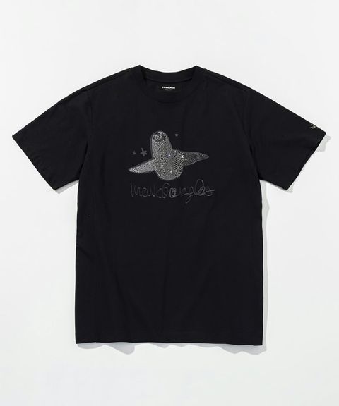 1PIU1UGUALE3 RELAX × Mark Gonzales / グラデーションラインストーン半袖Tシャツ / ブラック【UST-26015】