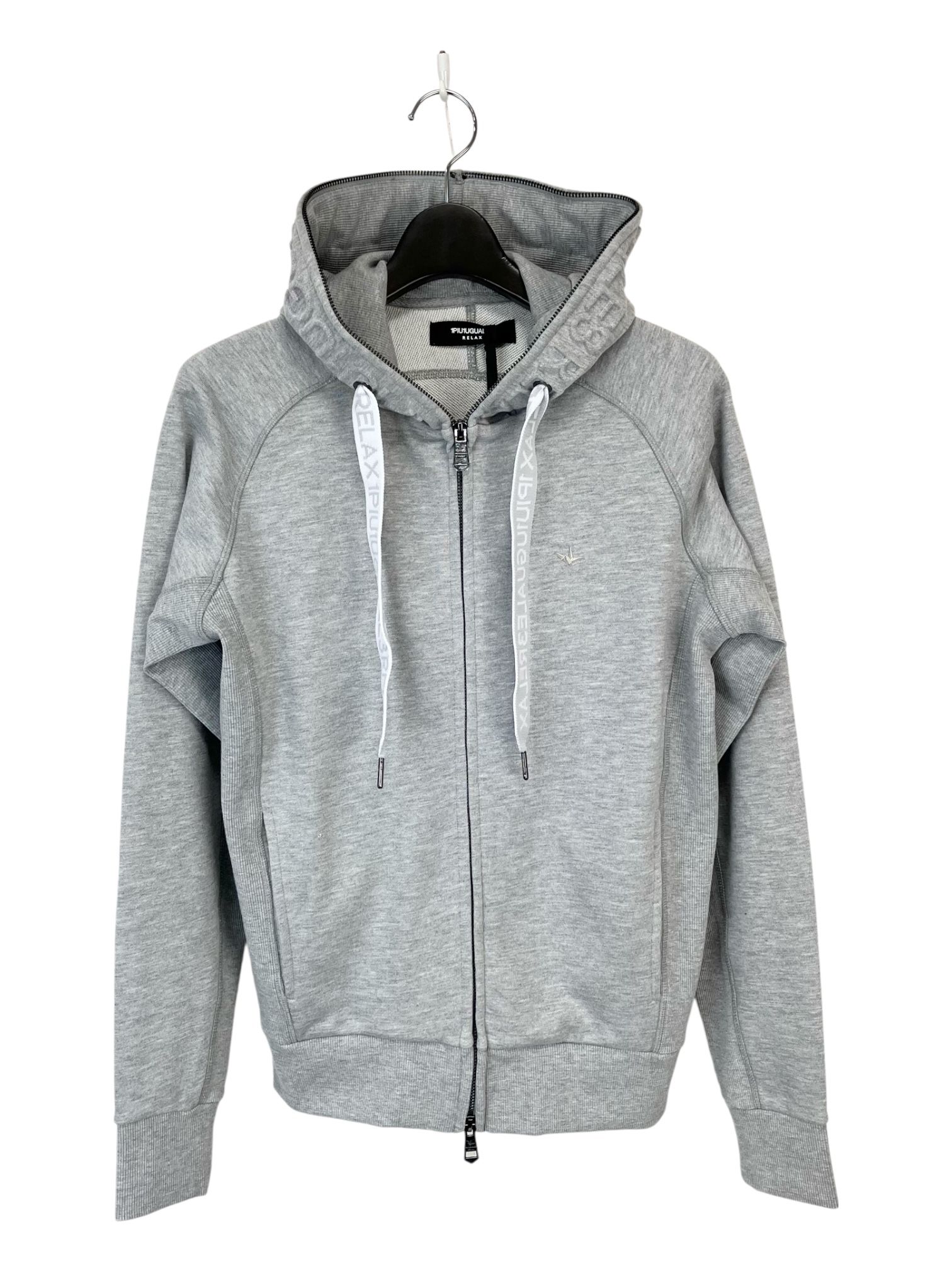 HOOD EMBOSSED LOGO HOODIE / エンボスロゴ ジップパーカー / グレー【USO-26063】