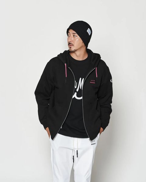 mutaMARINE x ACANTHUS / muta sweet Logo Zip-Up hoodie / ジップパーカー / BLACK【MA2670】