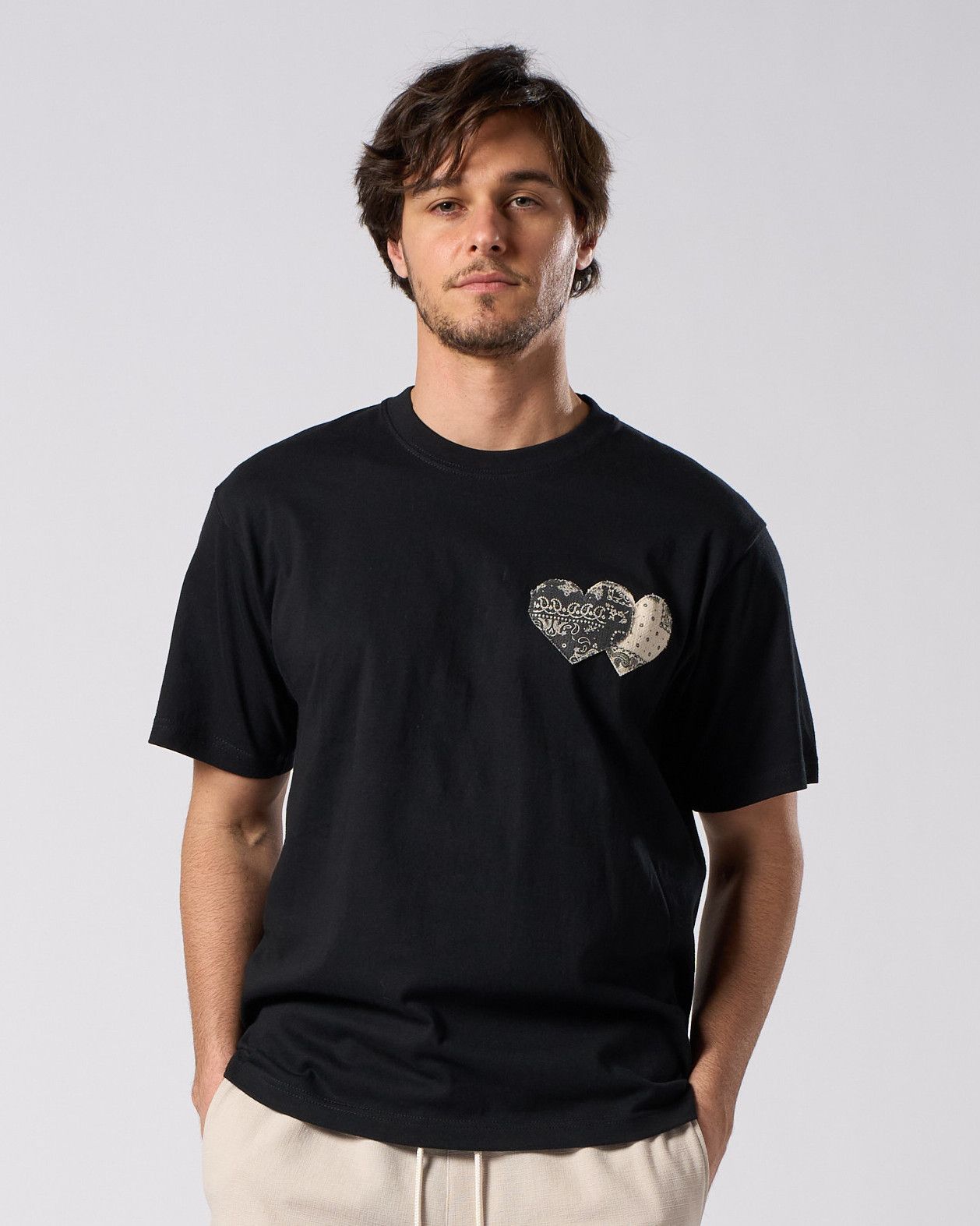 ☆先行予約☆ バンダナ パネル TハートTシャツ / bandana panel heart T / BLACK [7402 cj51i]