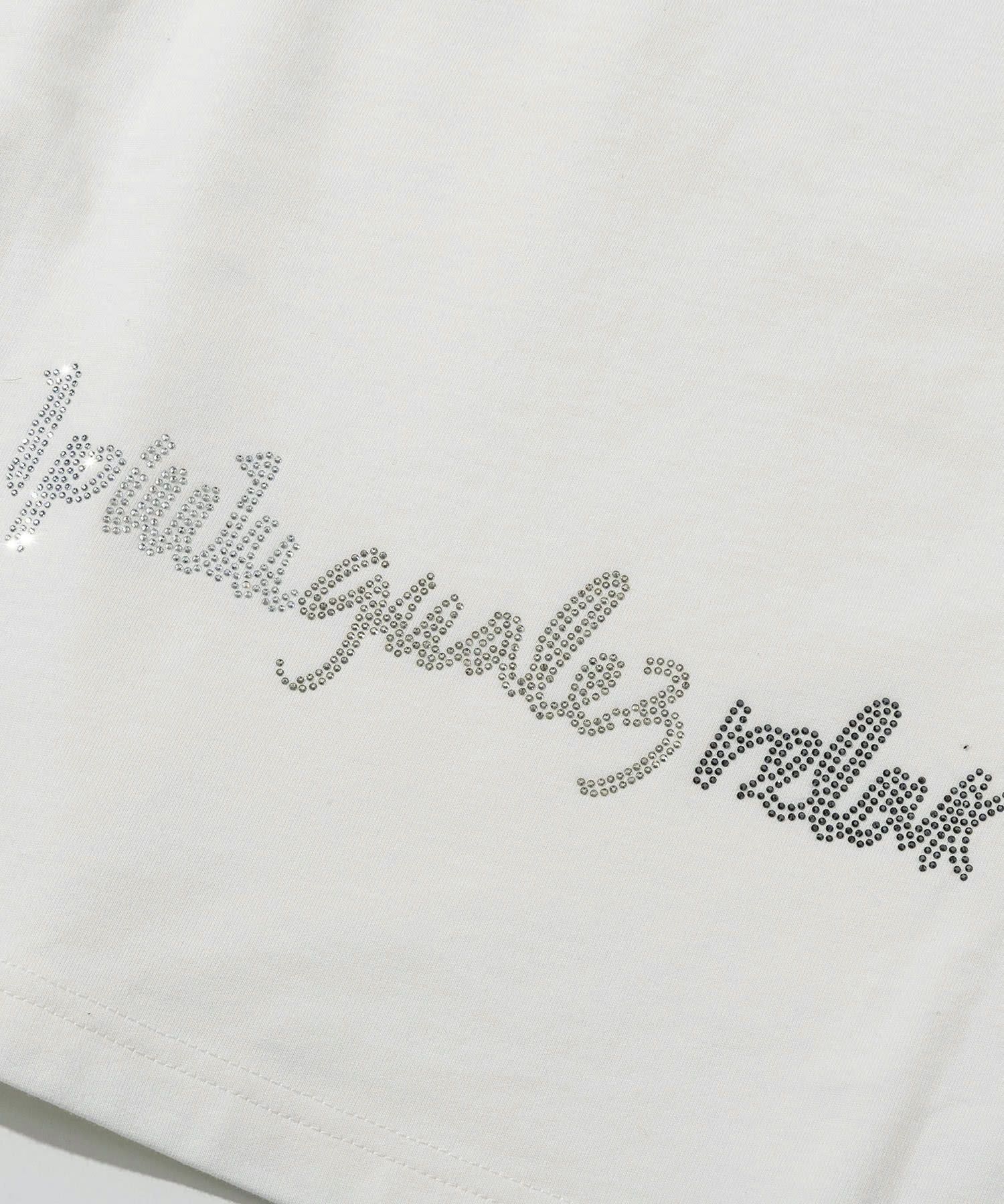 1PIU1UGUALE3 RELAX × Mark Gonzales / グラデーションラインストーン半袖Tシャツ / ホワイト【UST-26015】