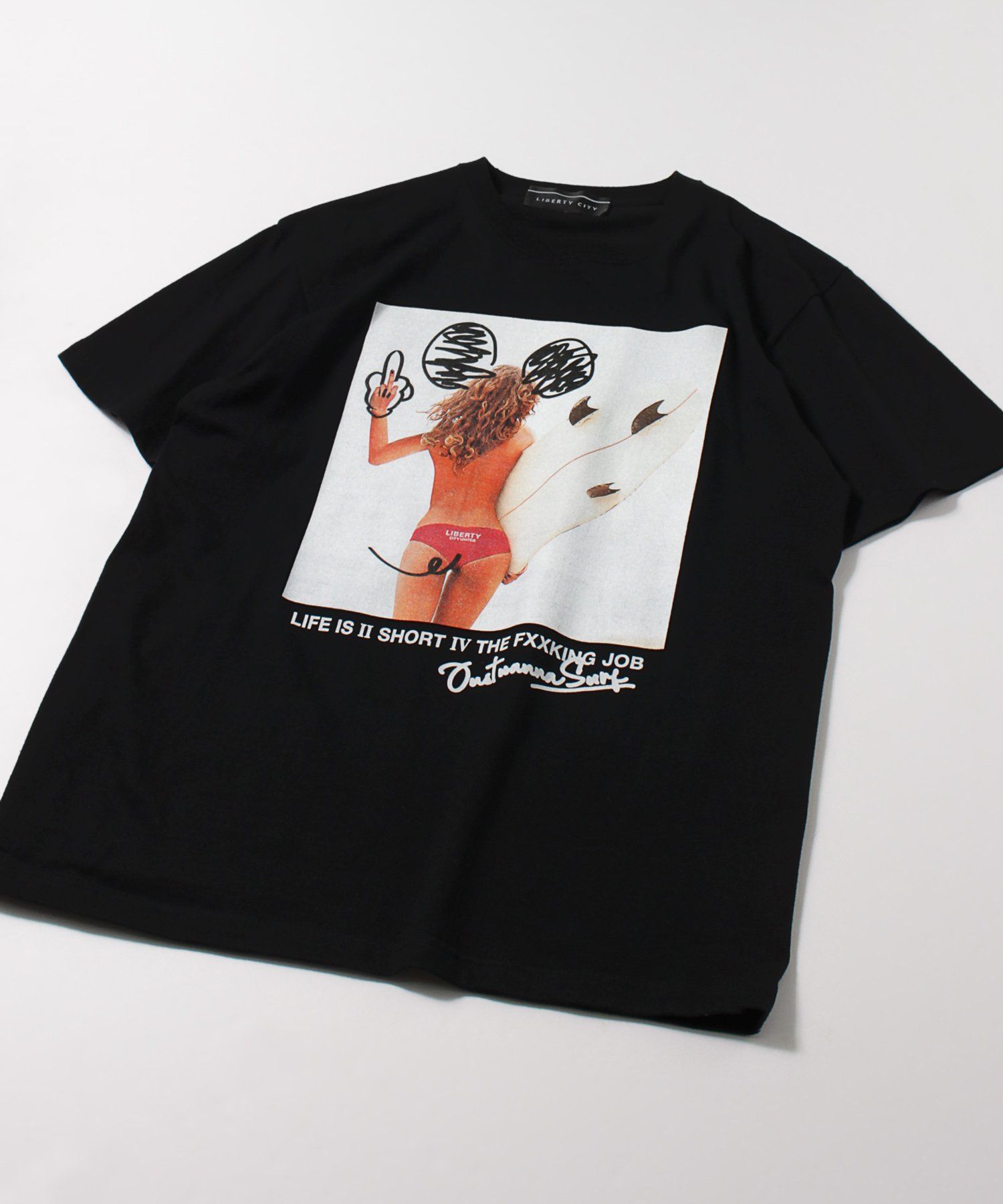 [JUST WANNA SURF] Tシャツ / BLACK [231033HM]