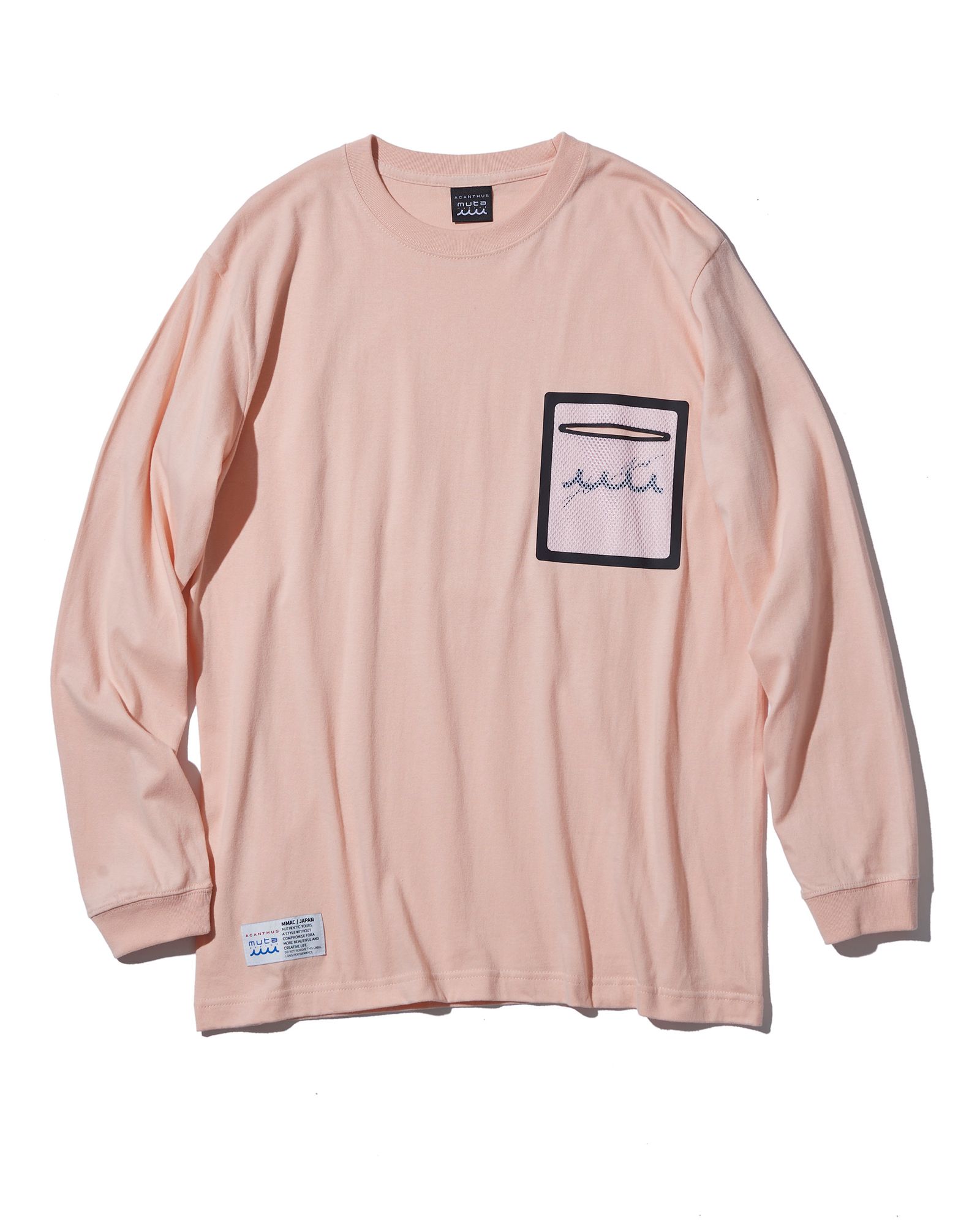 ☆先行予約販売2025年8月下旬～9月下旬頃入荷予定☆ ACANTHUS × muta MARINE / muta Mesh Trimming Pocket L/S Tee / ロンT / PINK 【MA2541】