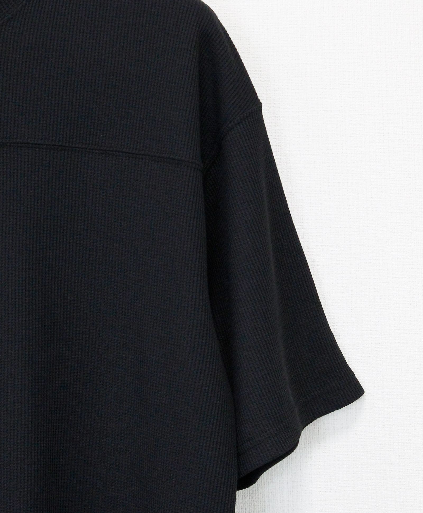 マルーデコットン30sワッフル 半袖Tシャツ  / ブラック [76003]