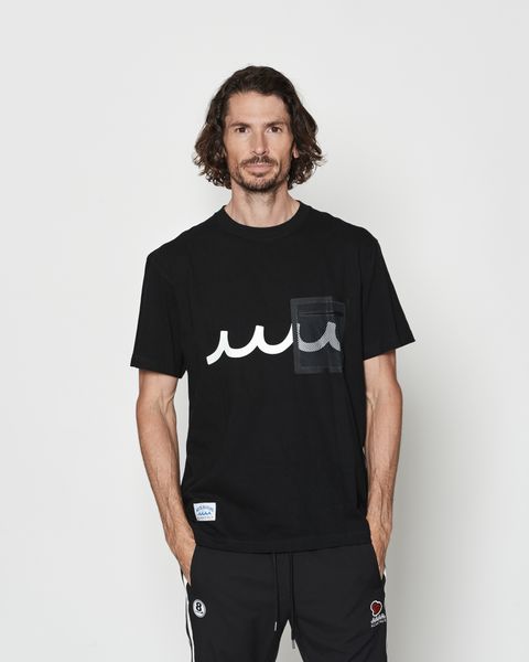☆先行予約☆muta MARINE × ACANTHUS  / メッシュトリミングポケットTシャツ  /  Mesh Trimming Pocket Tee / BLACK BLACK【MA2615】