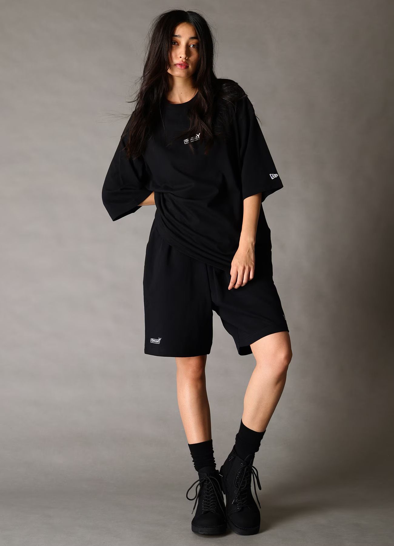 Ground Y×NEW ERA Ground Y BOX LOGO SHORT PANTS / BLACK [GK-P90-090-2]