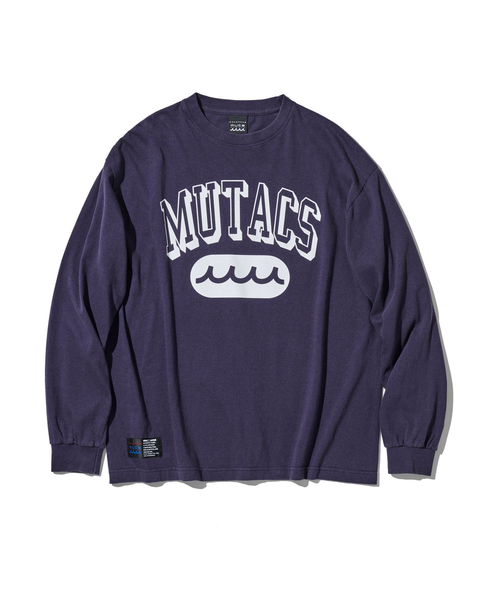 ☆先行予約☆ muta MARINE × ACANTHUS / カレッジロゴロンTee / Shadow College Logo L/S Tee / NAVY 【MA2661】
