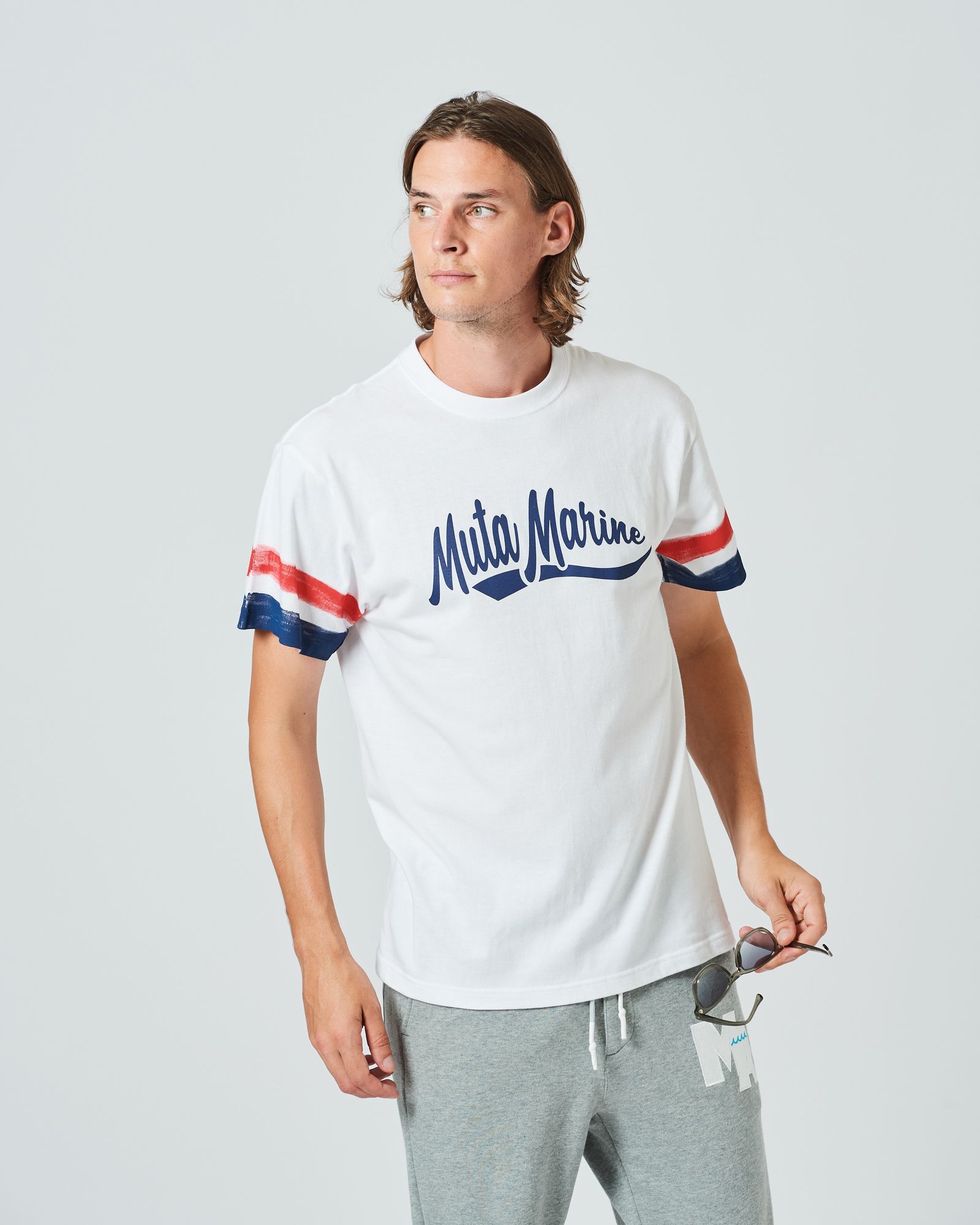 ACANTHUS x muta MARINE / muta Hand Line Paint Tee / ハンドペイントラインTシャツ / WHITE / MA2415