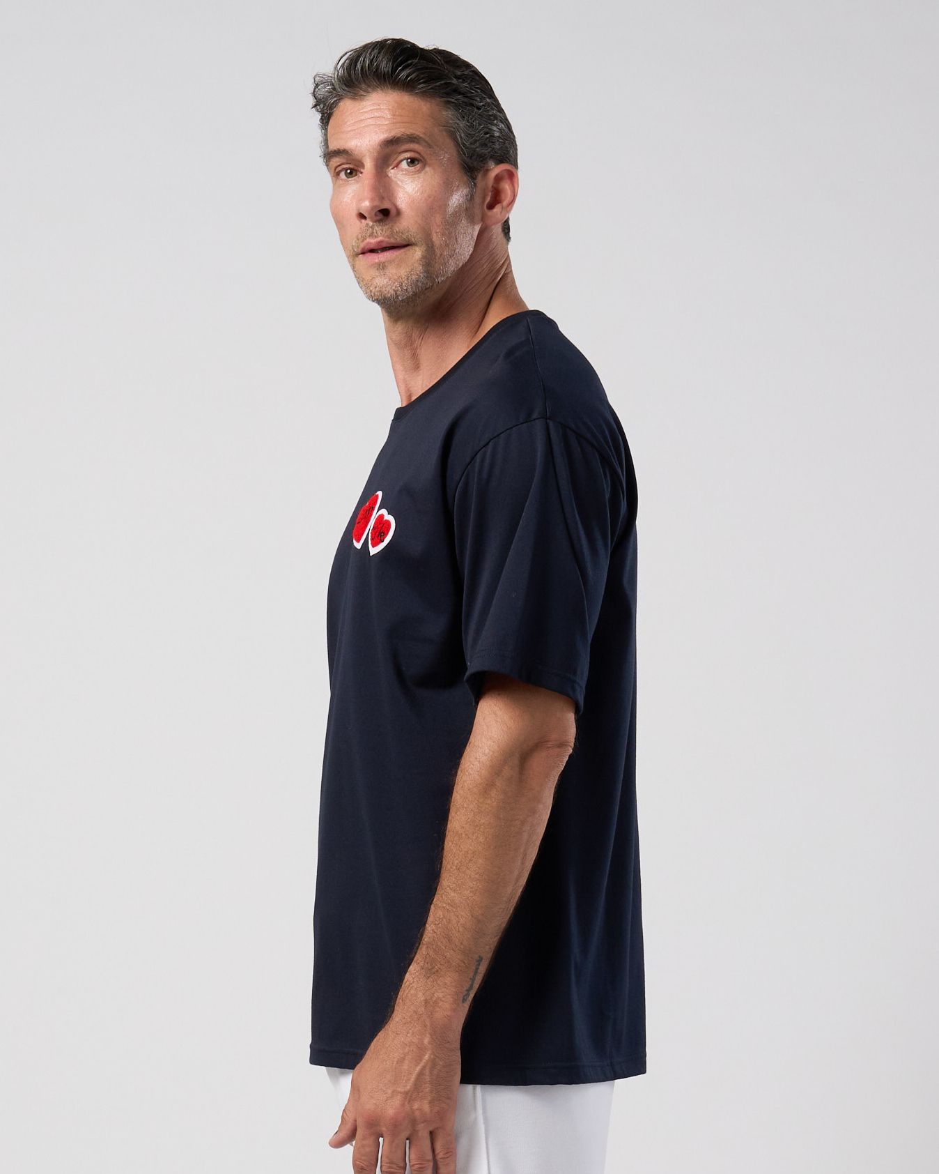 ☆先行予約☆Maison Honoré Paris× wjk  / 2ハートパッチクールタッチ半袖Tシャツ / 2-heart patch cool touch S/S / navy×red【712 hw02k】