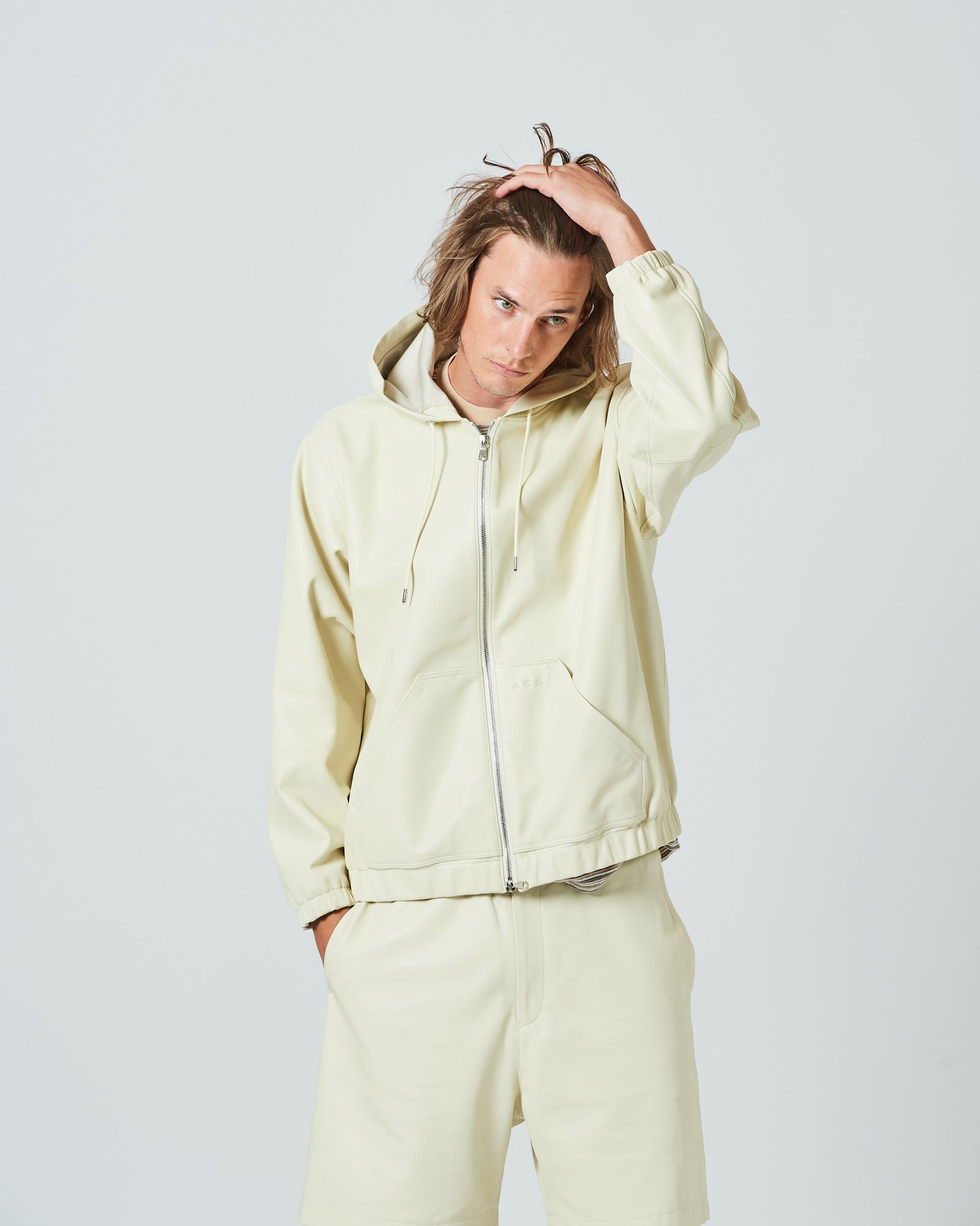 Leather Hooded Jakcet / レザーパーカー / WHITE / [L2402]