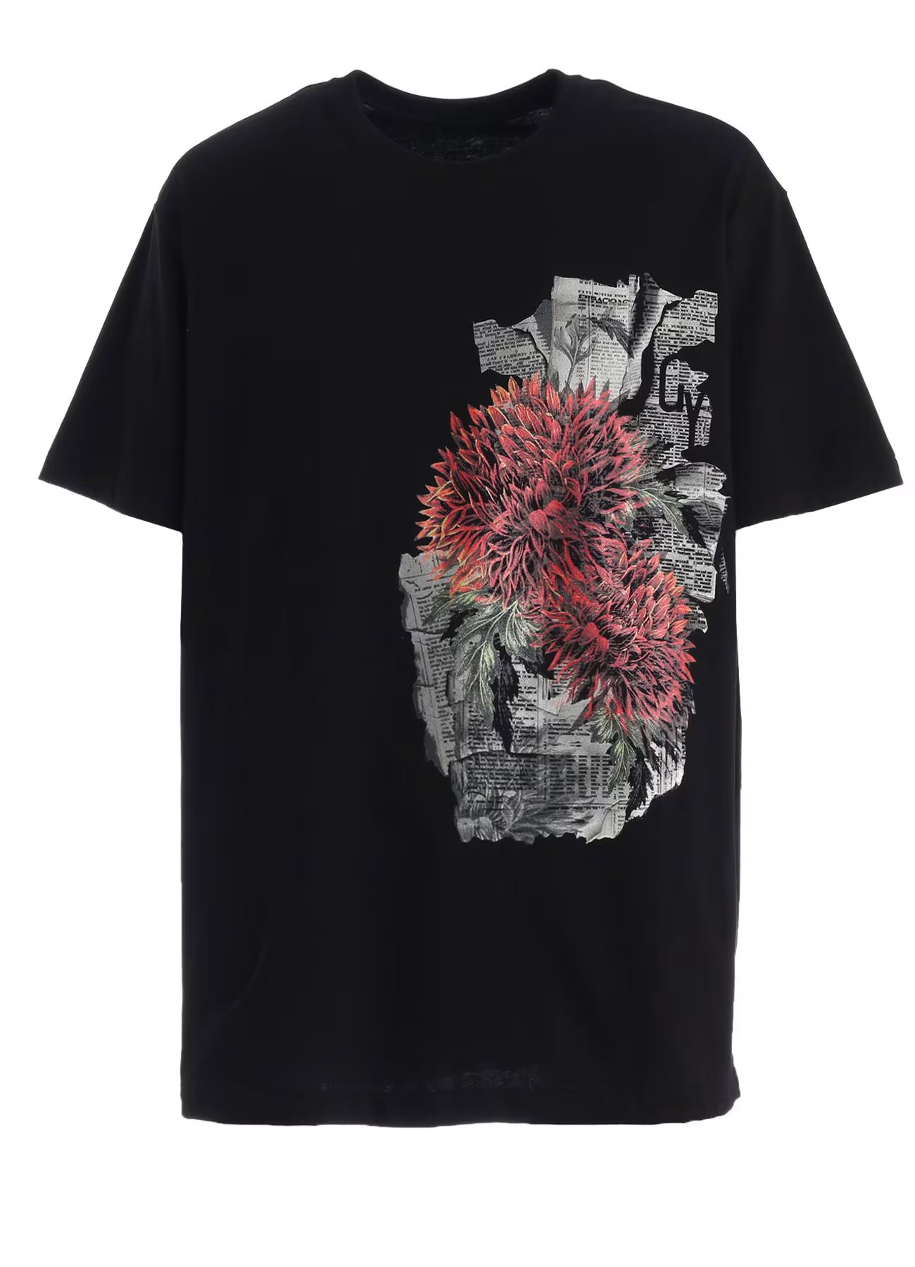 JERSEY RED DAHLIA T-SHIRT / BLACK  [GW-T79-070-2]