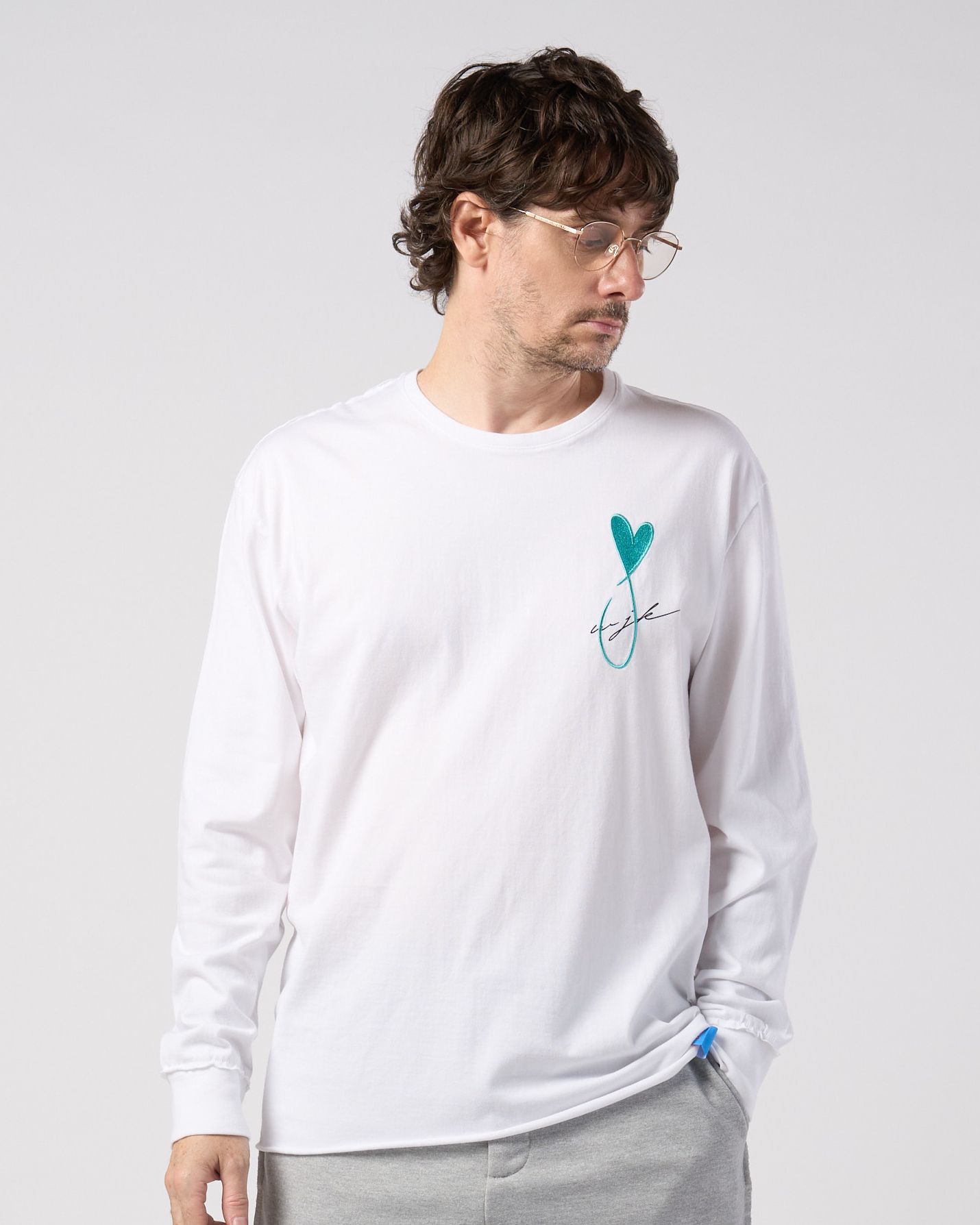 ☆先行予約☆Maison Honoré Paris× wjk  / ハートフィッシュ カットオフ 長袖Tシャツ / heart fish cut-off L/S / white×l.blue【711 hw01k】