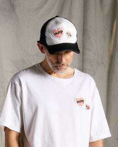 ☆先行予約☆Maison Honoré Paris× wjk  / 2ハートパッチ カットオフ メッシュキャップ / 2-heart patch cut-off mesh cap / white×pink【813 hw04k】