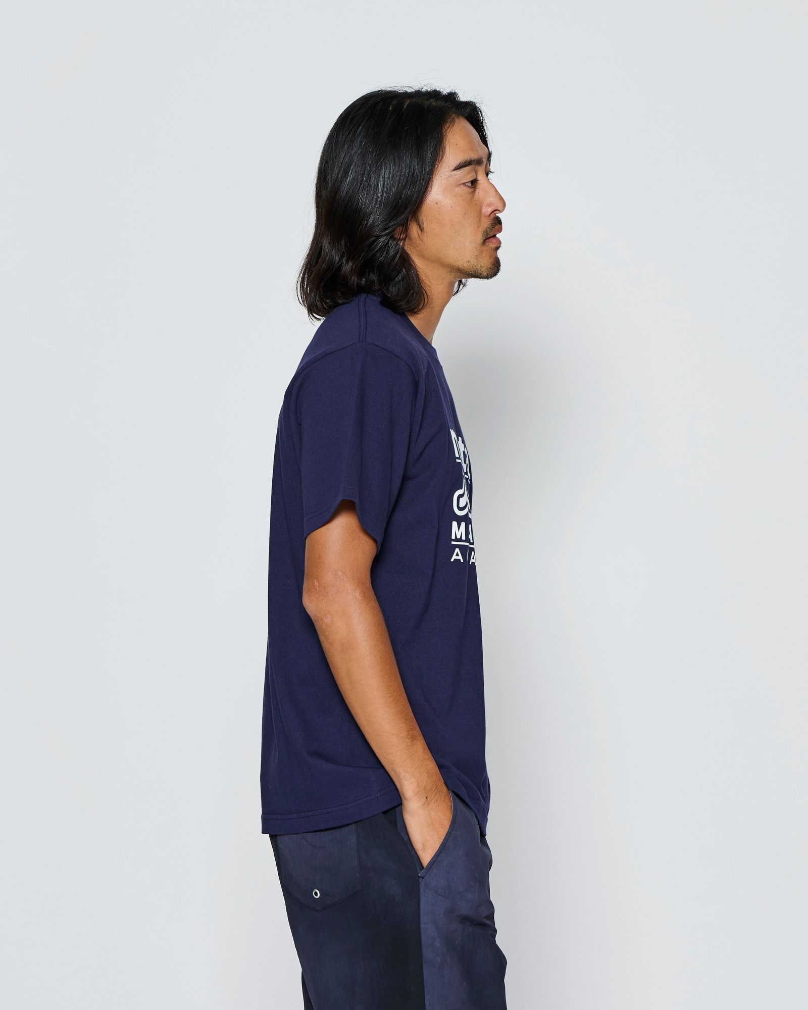 ☆先行予約☆muta MARINE × ACANTHUS  / Wネームロゴ半袖Tシャツ /  W-name logo S/S tee / NAVY【MA2728】