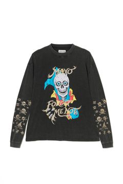 スカル プリント・刺繍ロンT / BELIEVE REINCARNATION EMBROIDERY LONG SLEEVE TEE  / ブラック [26MY-SLT003]