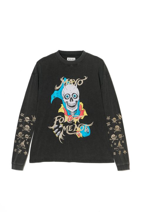 スカル プリント・刺繍ロンT / BELIEVE REINCARNATION EMBROIDERY LONG SLEEVE TEE  / ブラック [26MY-SLT003]
