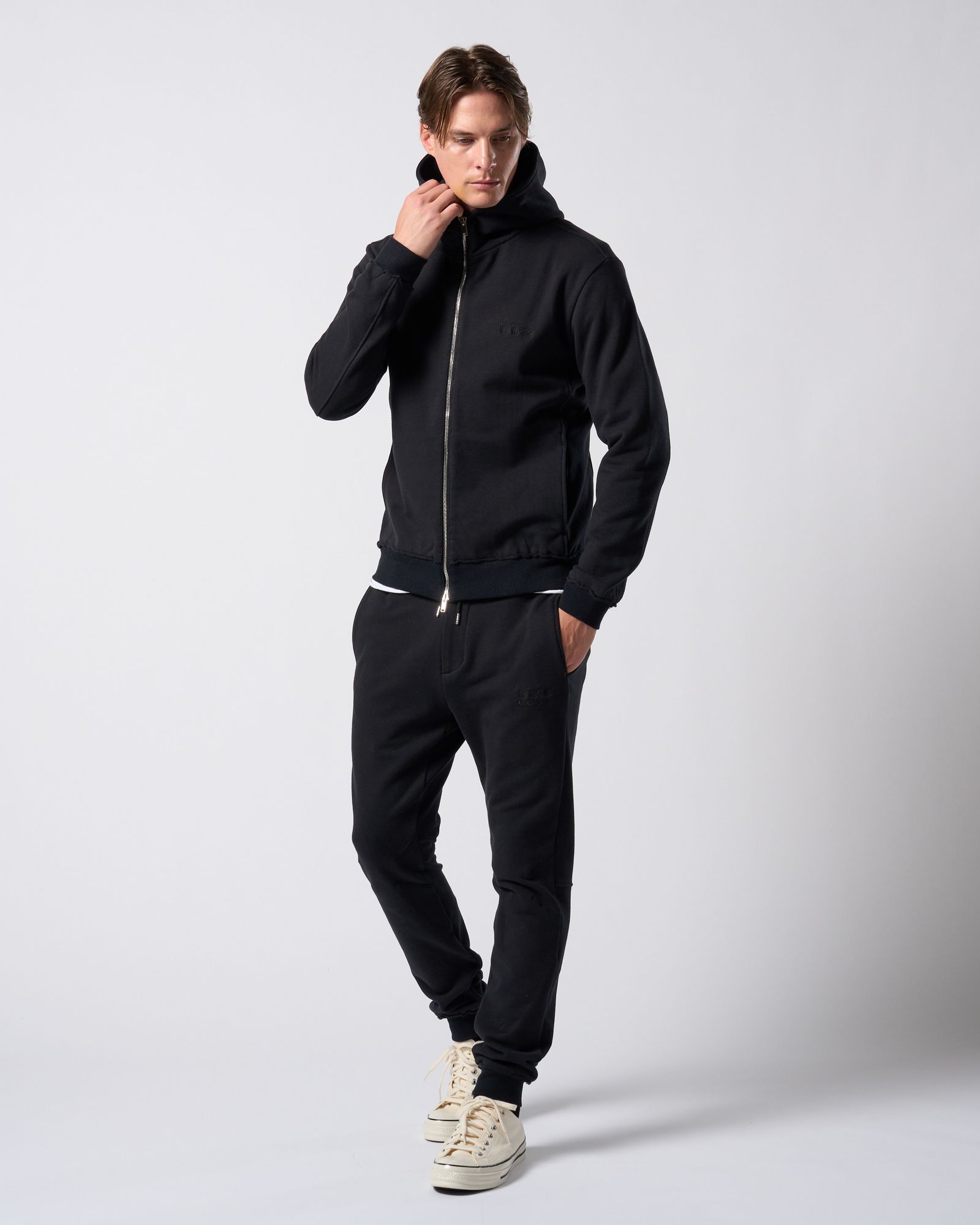 ☆先行予約☆ muta × wjk  / 高密度ストレッチ裏毛リブスウェットパンツ / super urake rib sweat pants / BLACK [503 mw07j]