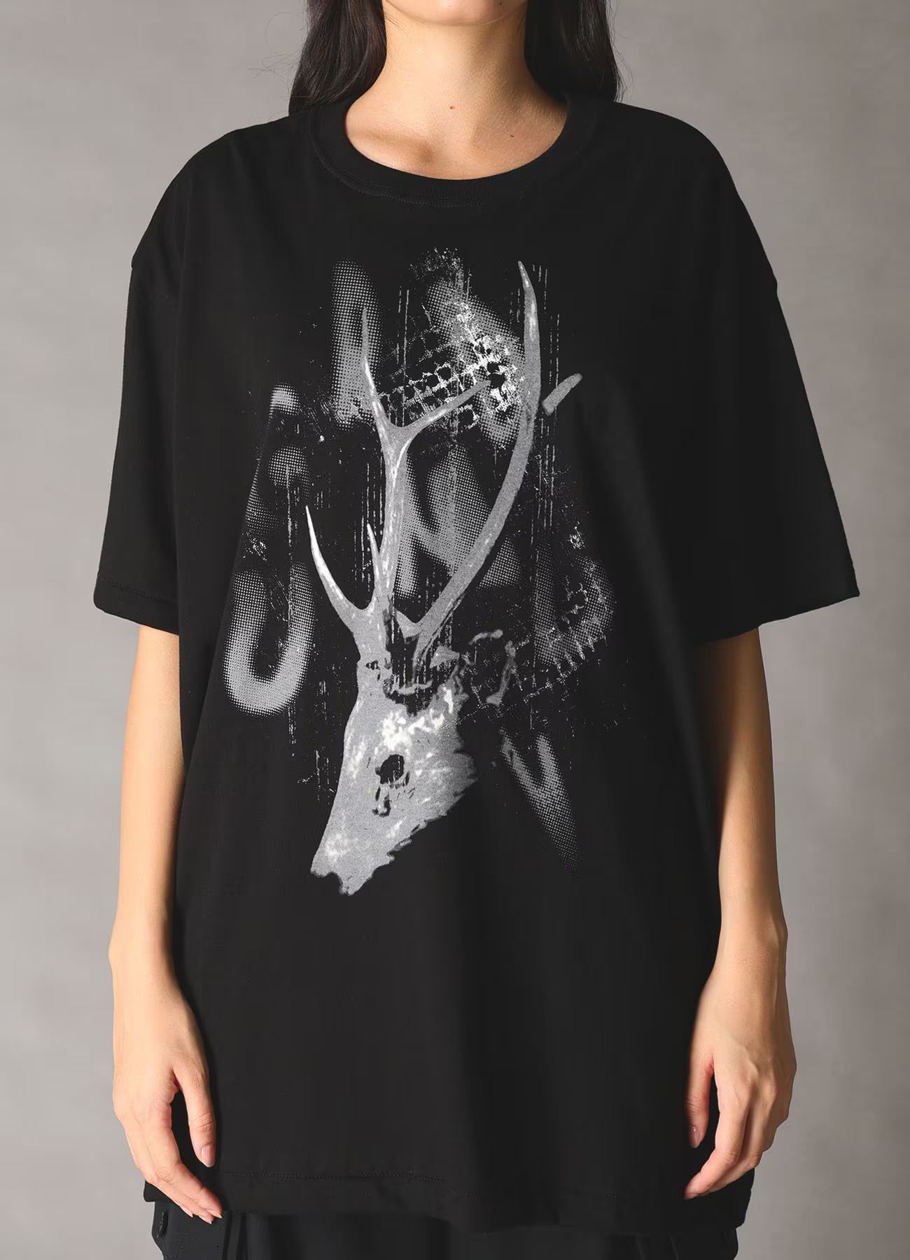 JERSEY DEER T-SHIRT / BLACK [GK-T77-070-2]