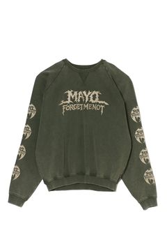 スカル 刺繍クルーネックスウェット 裏パイル / MAYO BANDANA SKULL EMBROIDERY CREW NECK SWEAT  / グリーン [26MY-STR002]