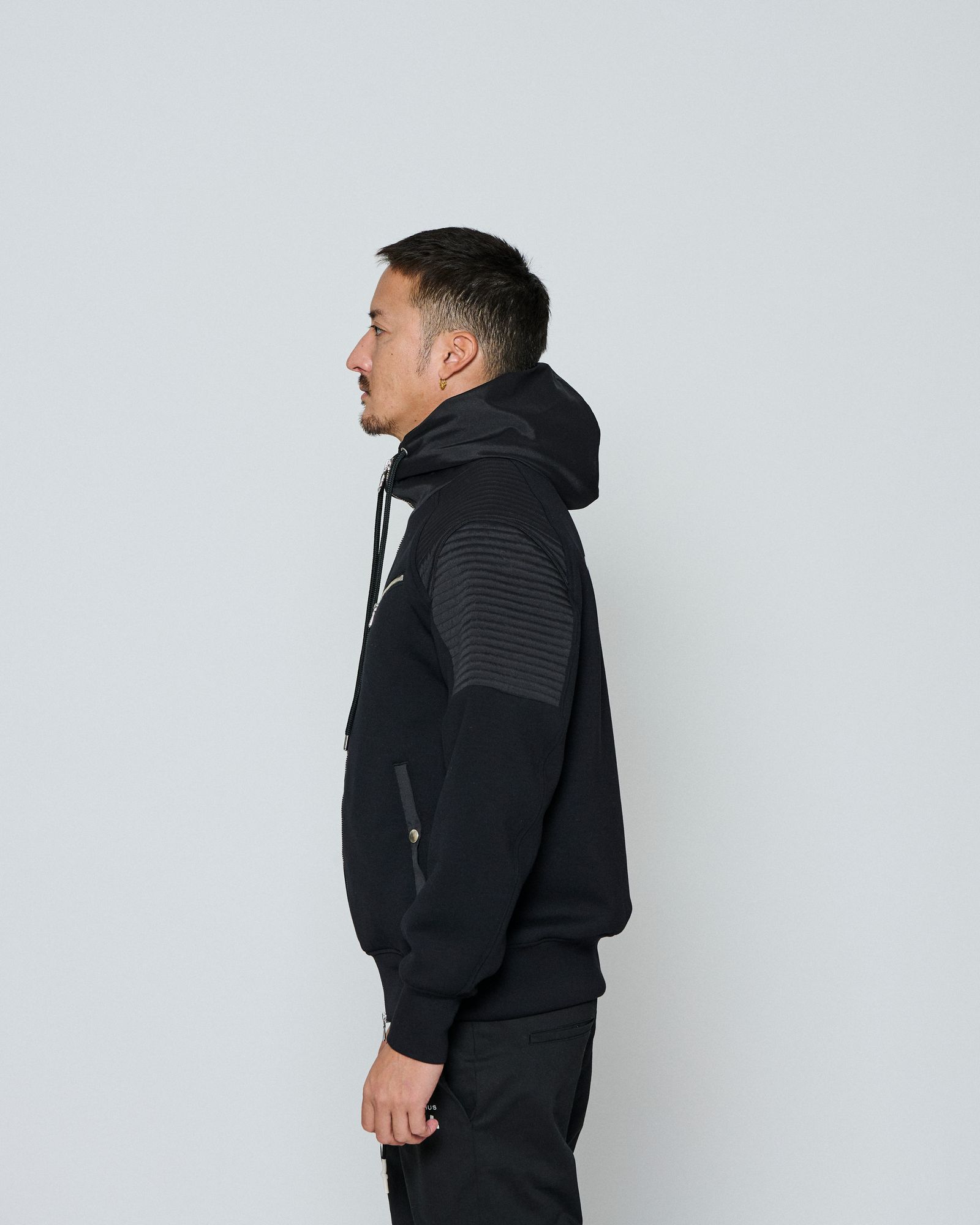 ☆先行予約☆ muta MARINE × ACANTHUS / ジップアップバイカーパーカー / Double-knit Biker parka / BLACK 【MA2652】