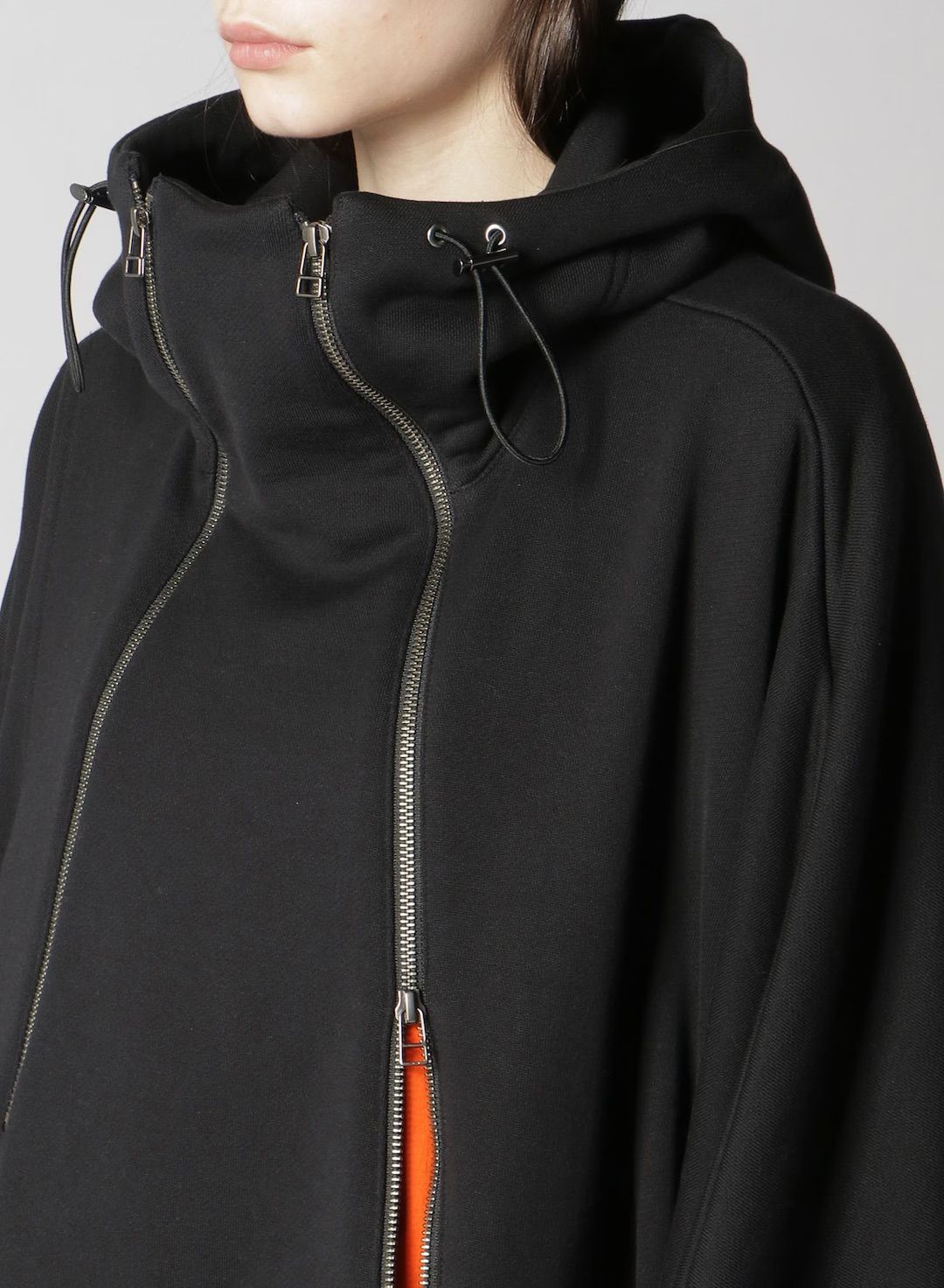 HEAVY LINING DOUBLE ZIPPER HOODIE / BLACK [GJ-T19-032-2]