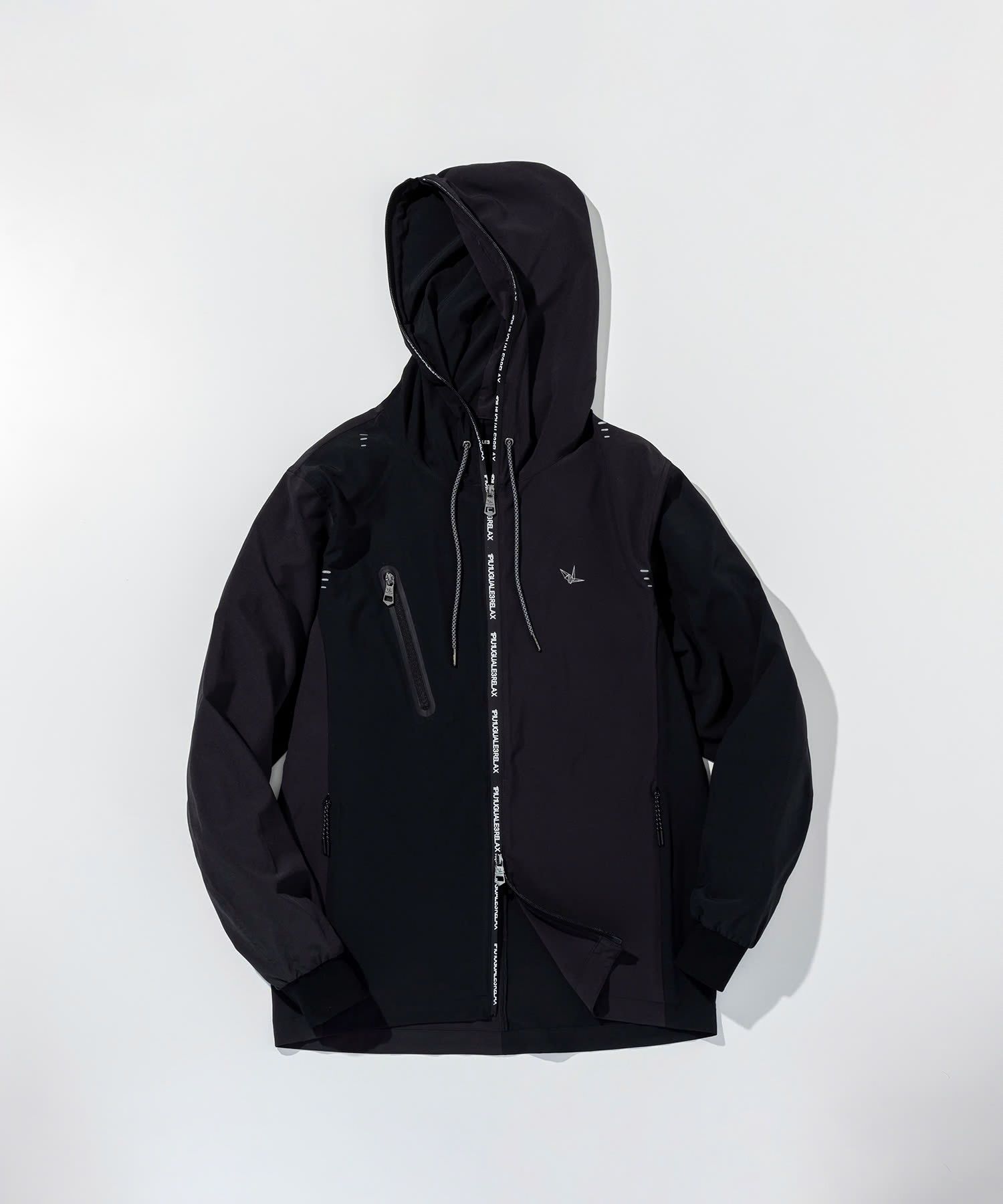 バイカラーランニングパーカー / ブラック【USO-26034】