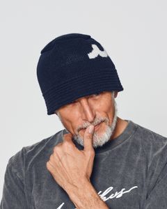 ☆先行予約販売2025年10月下旬～11月下旬頃入荷予定☆ ACANTHUS × muta MARINE / muta Wave Logo Knit Bucket Hat / ニットバケットハット / NAVY 【MA2543】