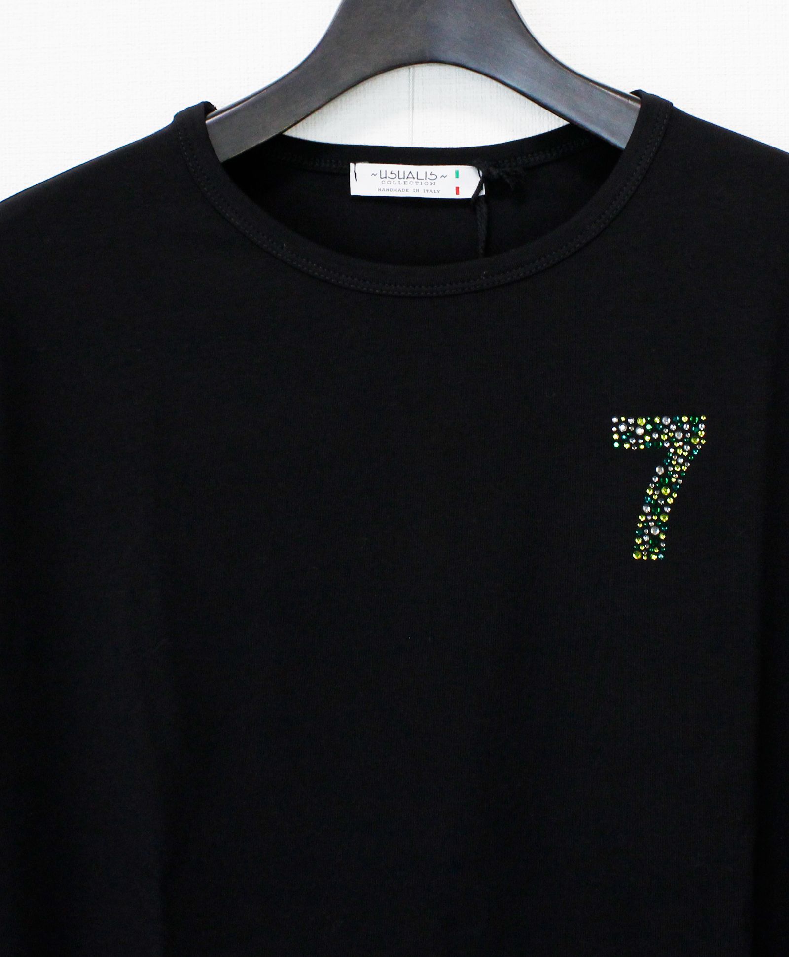 ラインストーン『7』 L/S Tシャツ / ロンT / ブラック [UC52-N544]