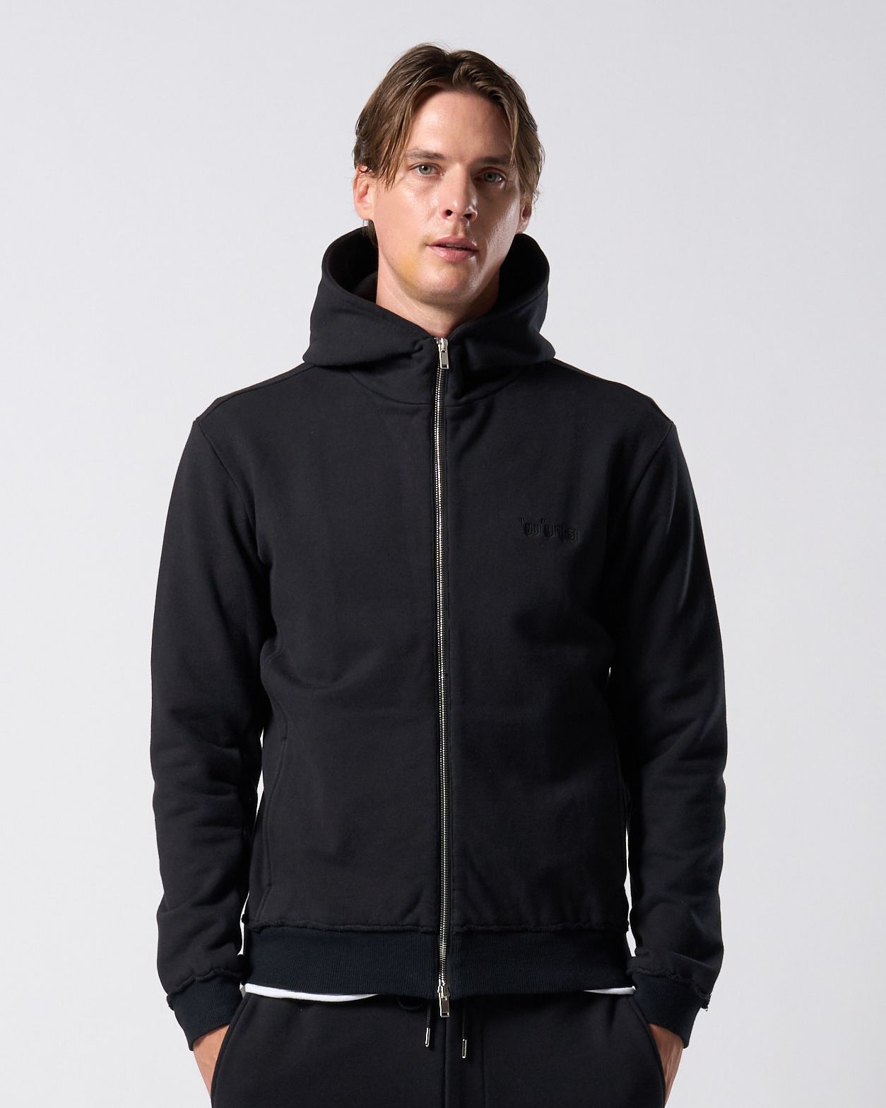 ☆先行予約☆ muta × wjk  / 高密度ストレッチ裏毛リブスウェットパンツ / super urake zip-up parka / BLACK [206 mw07j]