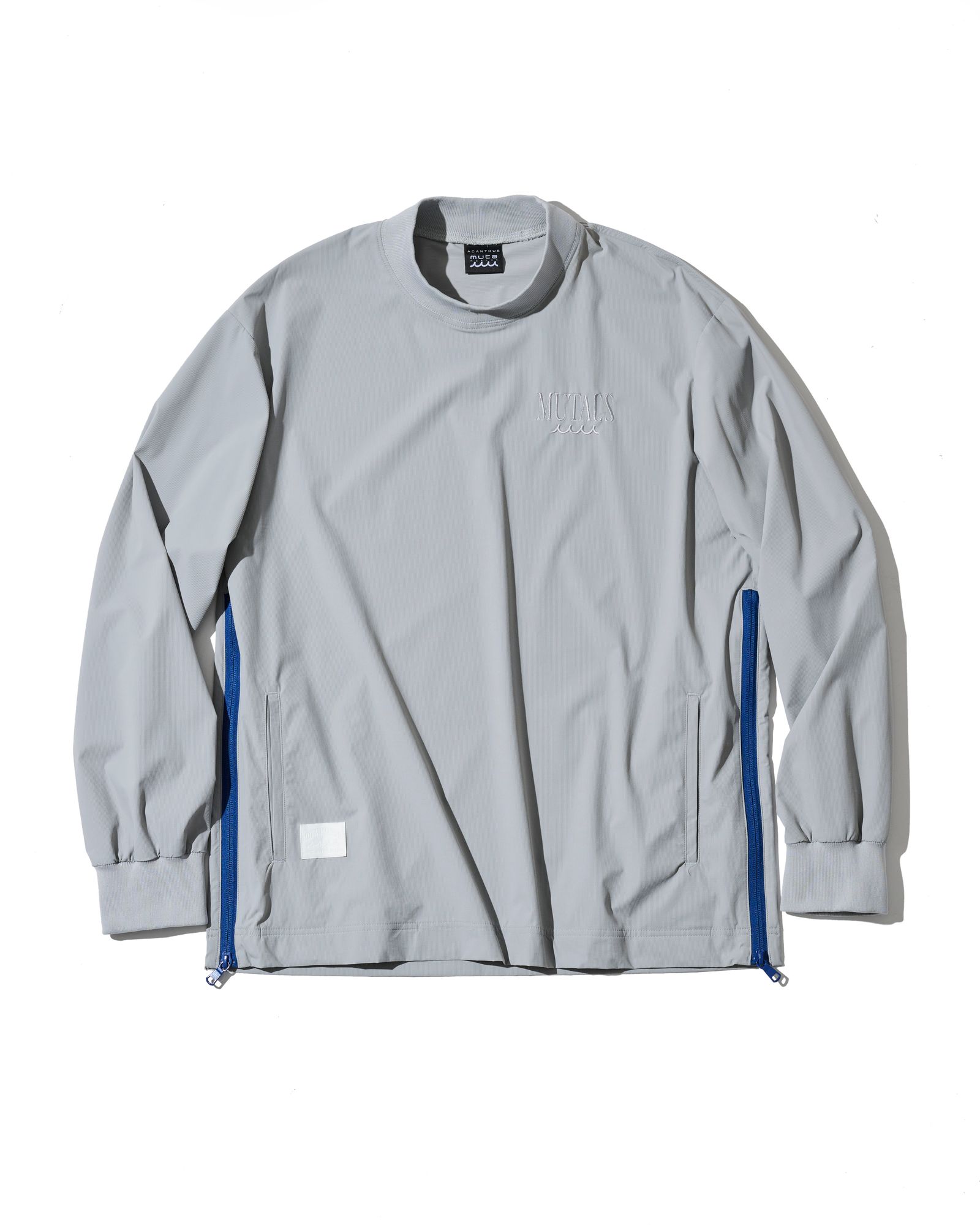 ☆先行予約☆muta MARINE × ACANTHUS  / サイドジップ長袖モックネックTシャツ /  Side Zip L/S Mock Top / GREY【MA2706】