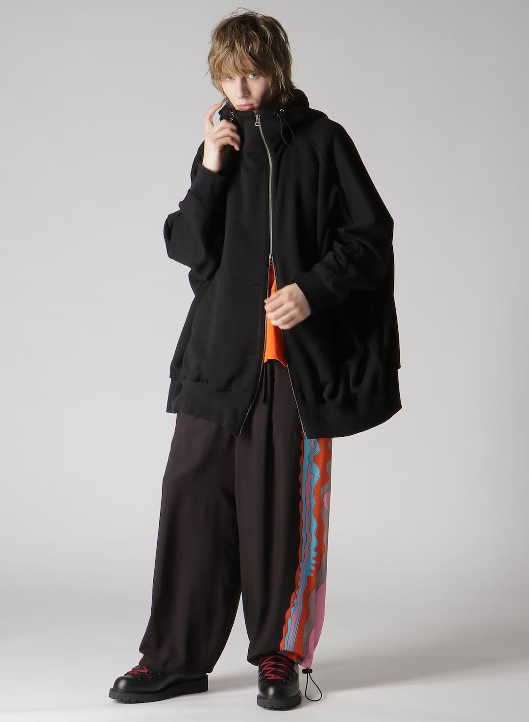 HEAVY LINING DOUBLE ZIPPER HOODIE / BLACK [GJ-T19-032-2]