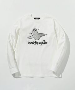 1PIU1UGUALE3 RELAX × Mark Gonzales / グラデーションラインストーンロングTシャツ / ホワイト【UST-26016】