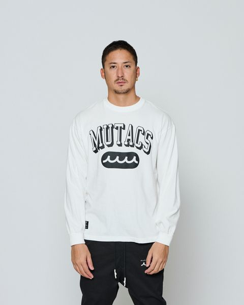 ☆先行予約☆ muta MARINE × ACANTHUS / カレッジロゴロンTee / Shadow College Logo L/S Tee / WHITE 【MA2661】