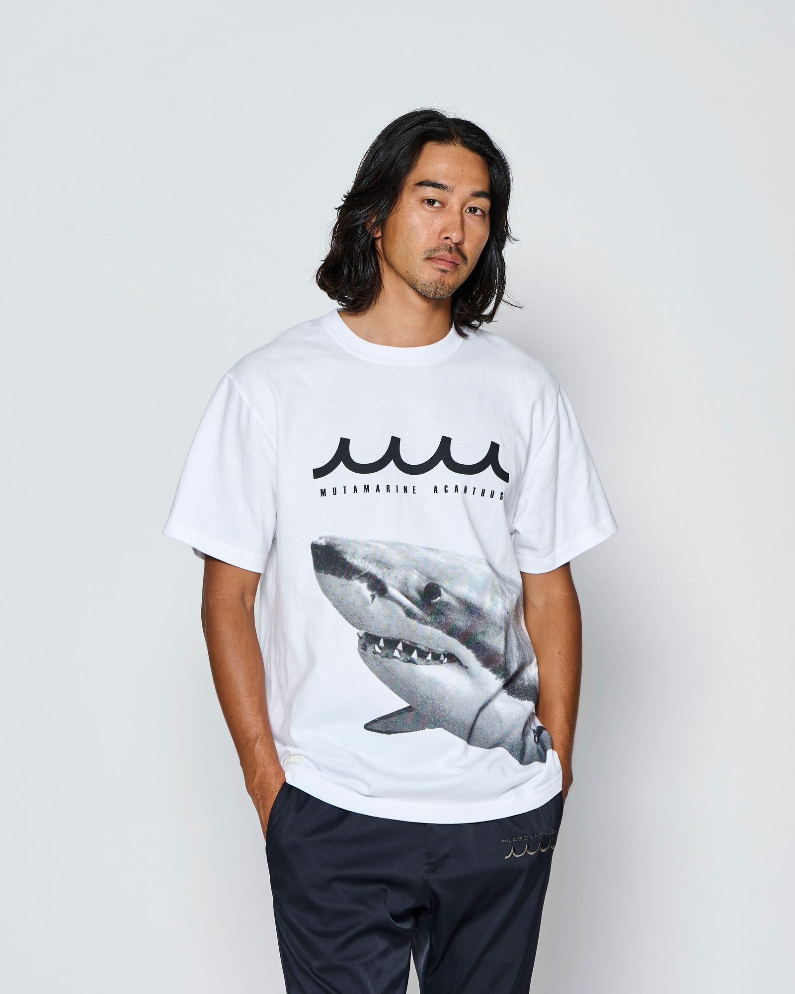 ☆先行予約☆muta MARINE × ACANTHUS  / シャークTシャツ /  Shark Tee / WHITE【MA2717】