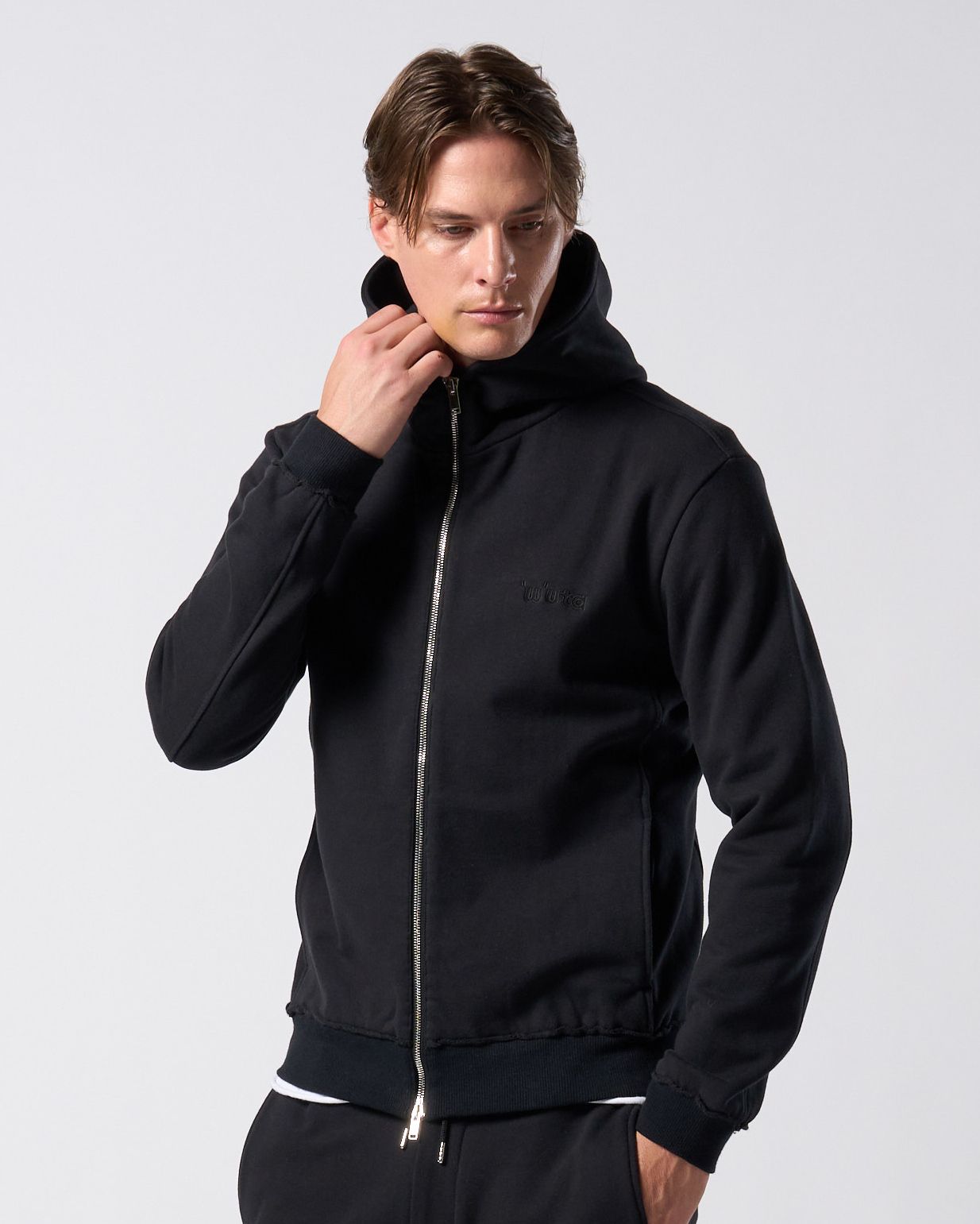 ☆先行予約☆ muta × wjk  / 高密度ストレッチ裏毛リブスウェットパンツ / super urake zip-up parka / BLACK [206 mw07j]