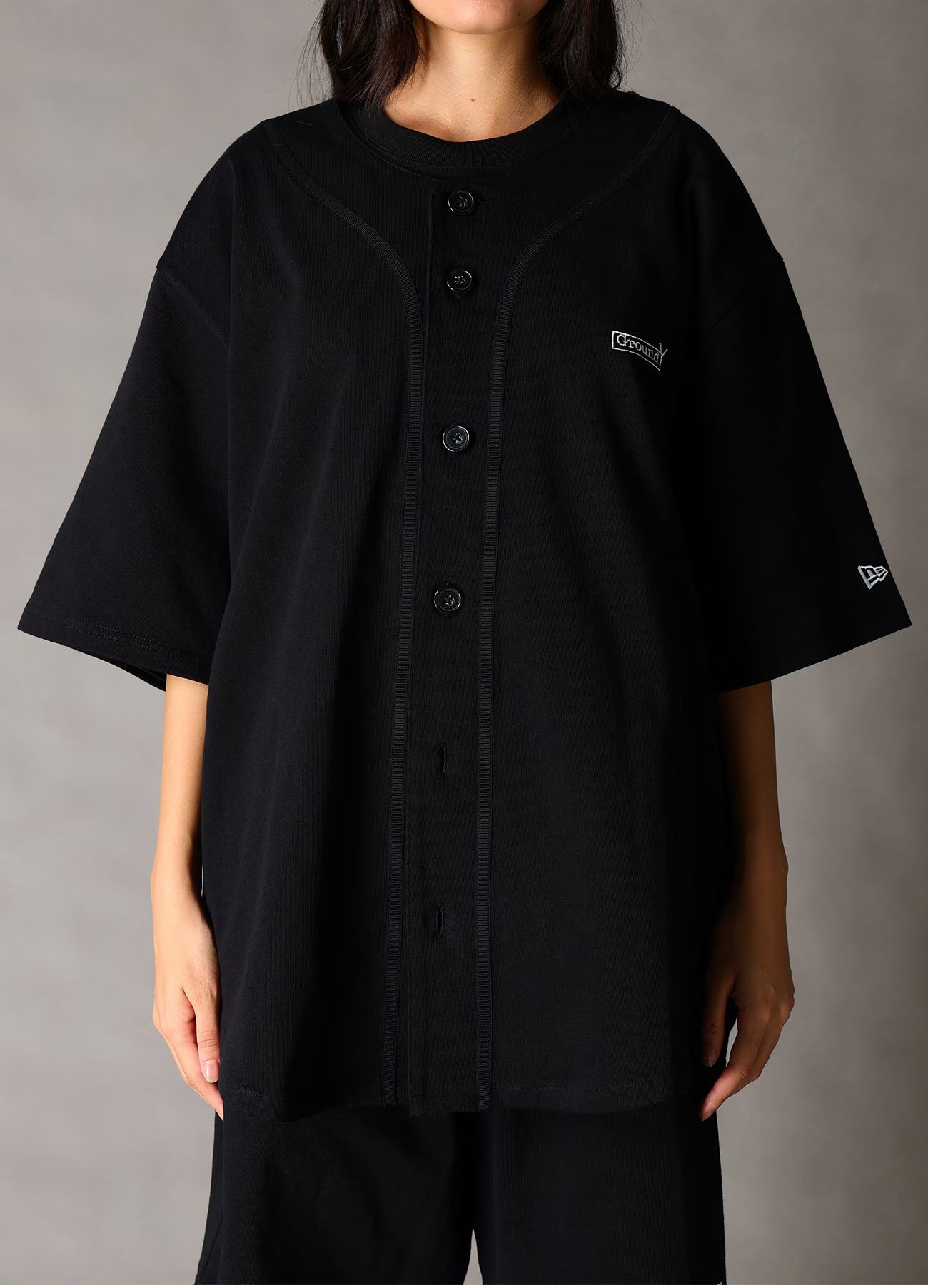 Ground Y×NEW ERA Ground Y BACK LOGO BASE BALL SHIRT / BLACK [GK-T91-090-2]