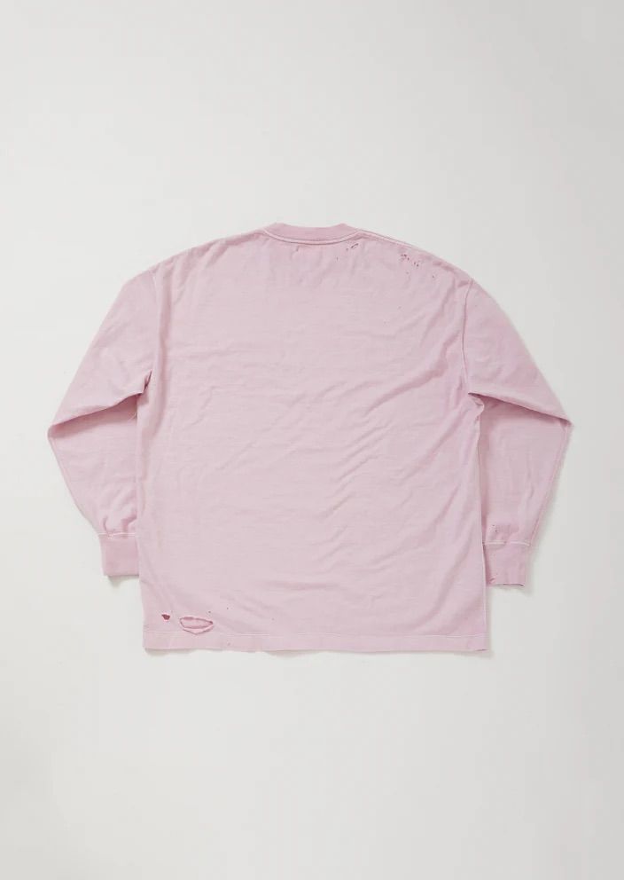 KREVA×GHOST ALMOSTBLACK / DAMEGE DYEING LONG SLEEVE T HAKUTOU / PINK [KRVGAB-C-3-2]