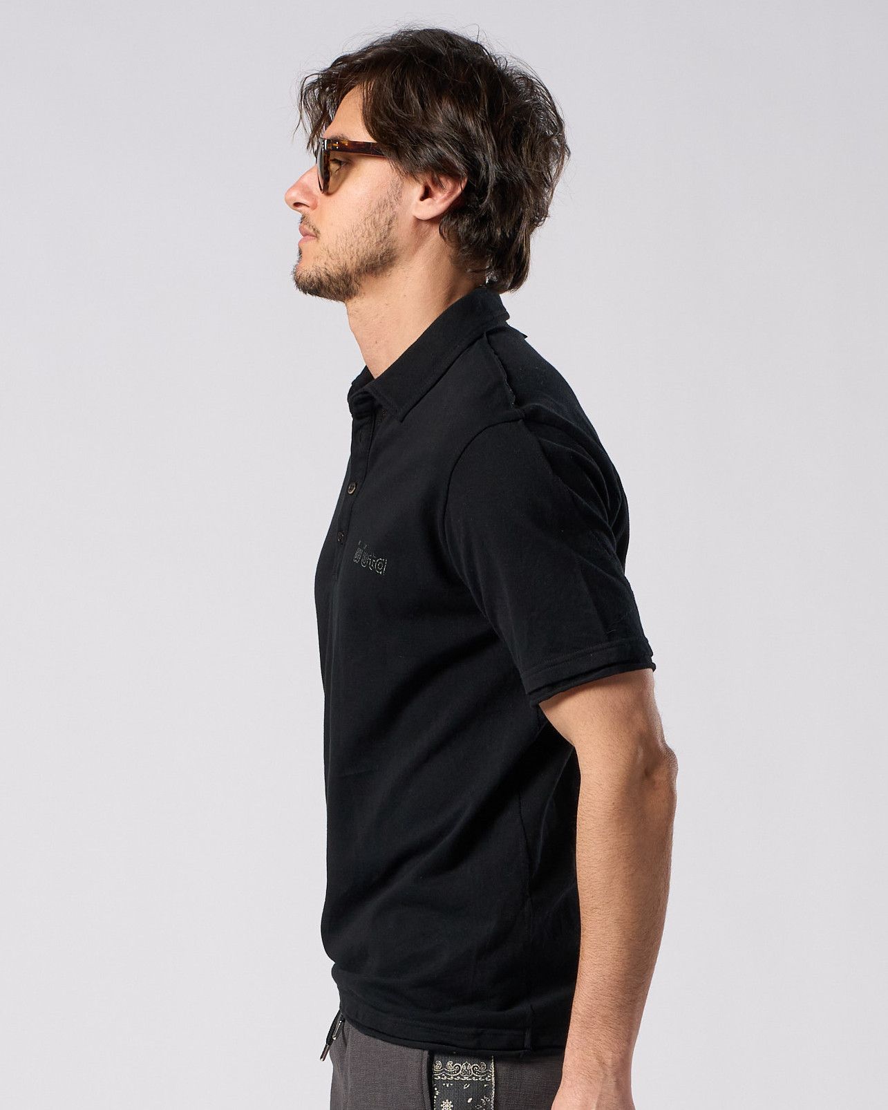 ☆先行予約☆ muta × wjk  / カットオフ ポロシャツ / cut-off polo S/S(printed)T / DEEP BLACK [705 mw04i]