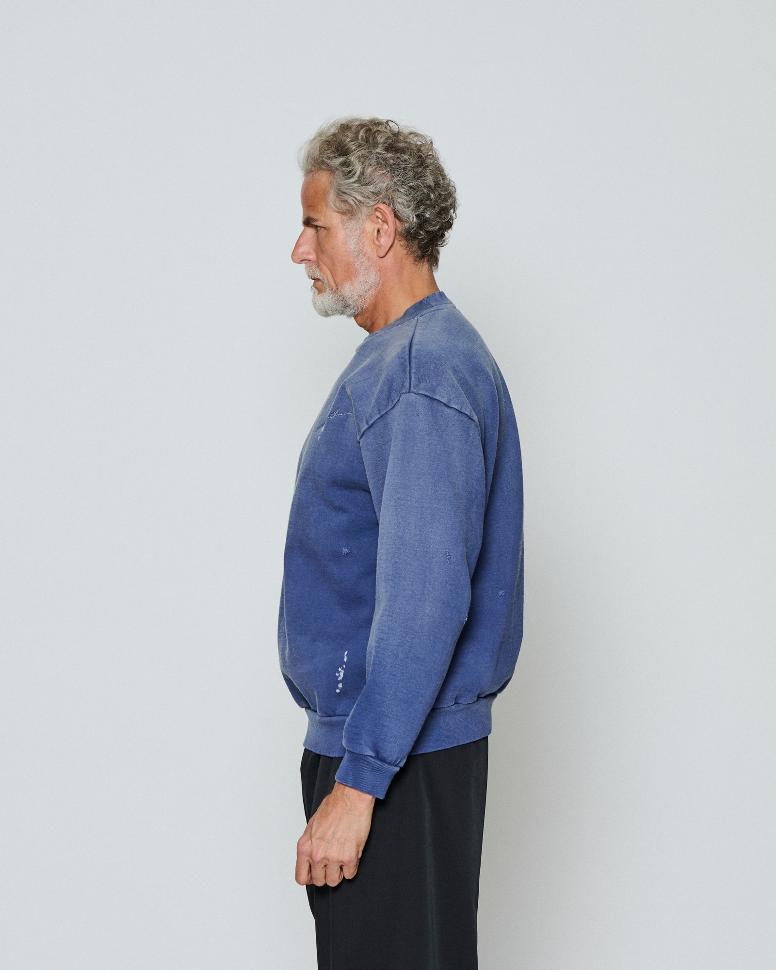 ☆先行予約☆  ダメージクルーネックスウェット / Damaged Crewneck Sweatshirt / FADED NAVY 【DH2503】