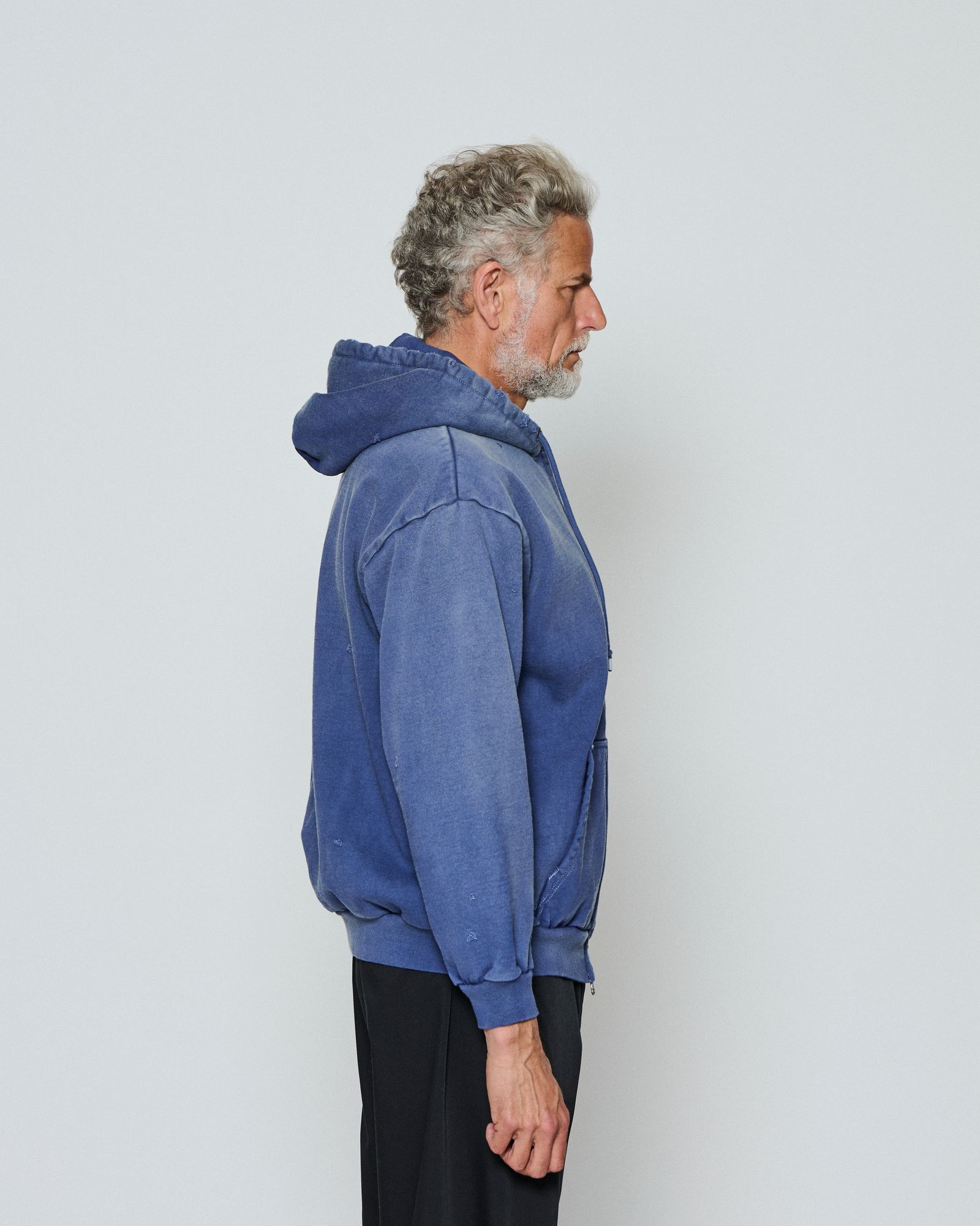 ☆先行予約☆  ダメージフーディー / パーカー / Damaged Hooded Sweatshirt / FADED NAVY 【DH2502】
